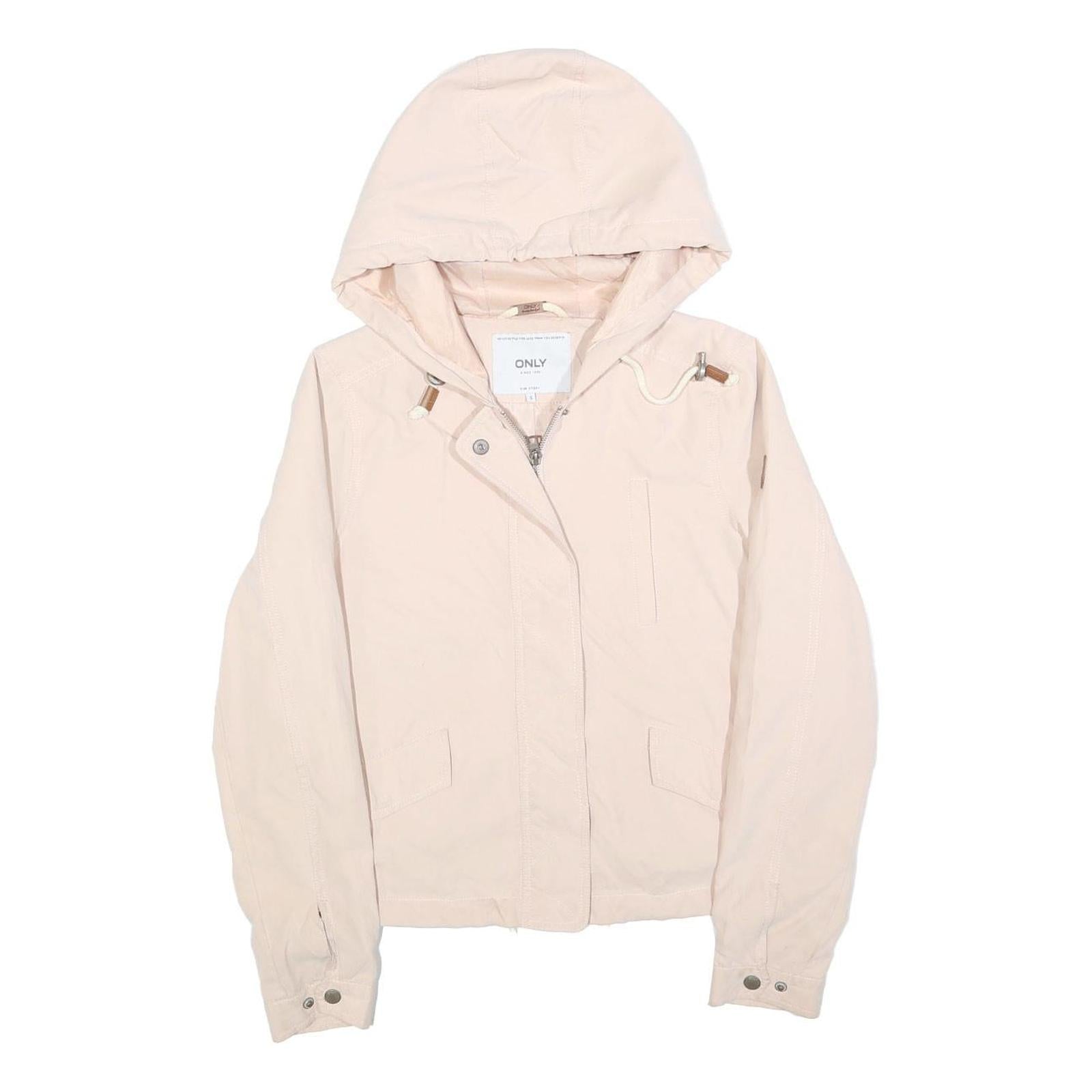 ONLY Womens Cream Hooded Cotton Blend Jacket S Zip Casual Lightweight Refurbished - N/A refurbished available on Cerqular