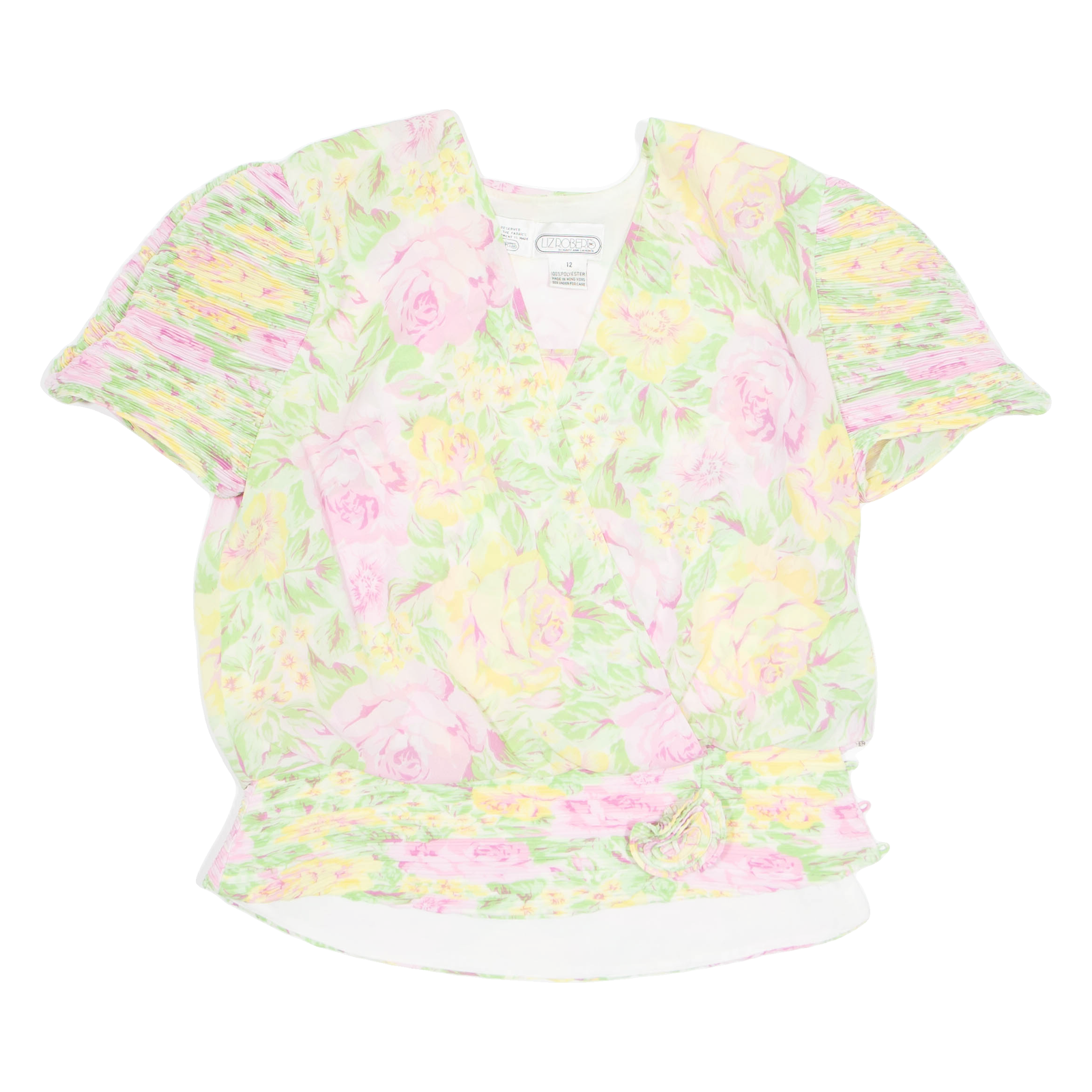 LIZ ROBERTS Womens Printed Blouse Green Floral UK 12 Refurbished - N/A refurbished available on Cerqular
