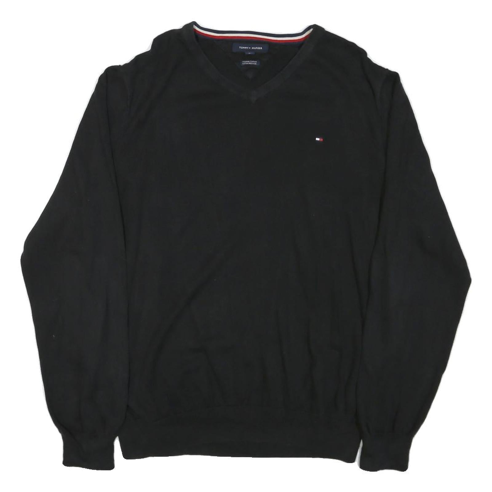 Buy TOMMY HILFIGER Mens Black Plain V Neck Basic Knit Jumper XL Cotton Blend Casual Refurbished - $27.29 TOMMY HILFIGER Mens Black Plain V Neck Basic Knit Jumper XL Cotton Blend Casual Refurbished - N/A refurbished available on Cerqular