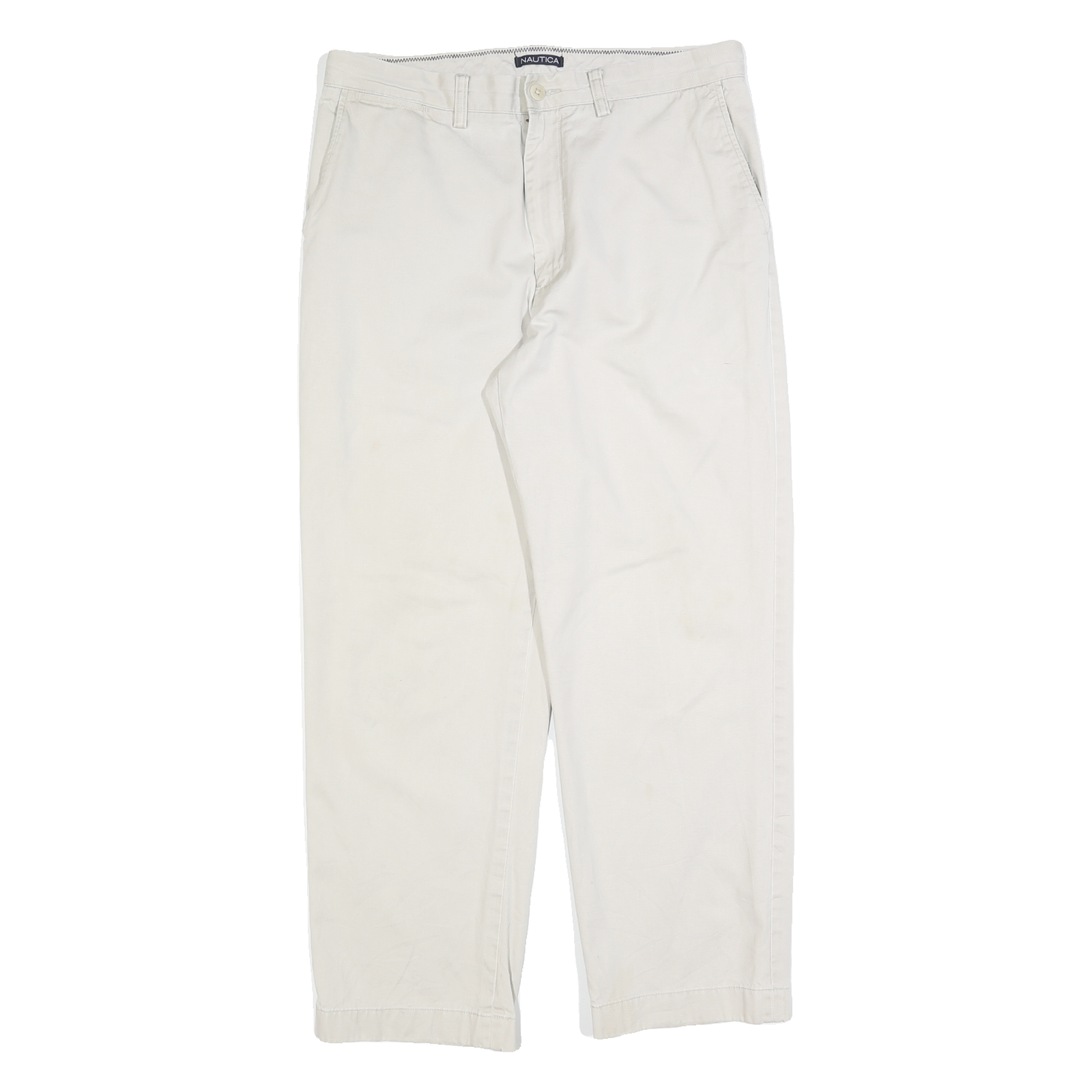 NAUTICA Mens Regular Fit Beige Cotton Blend Zip Trousers W34 L30 Comfortable Refurbished - N/A refurbished available on Cerqular