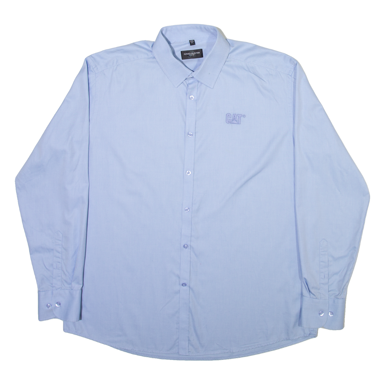 RUSSELL COLLECTION Cat Mens Plain Shirt Blue Long Sleeve M Refurbished - N/A refurbished available on Cerqular