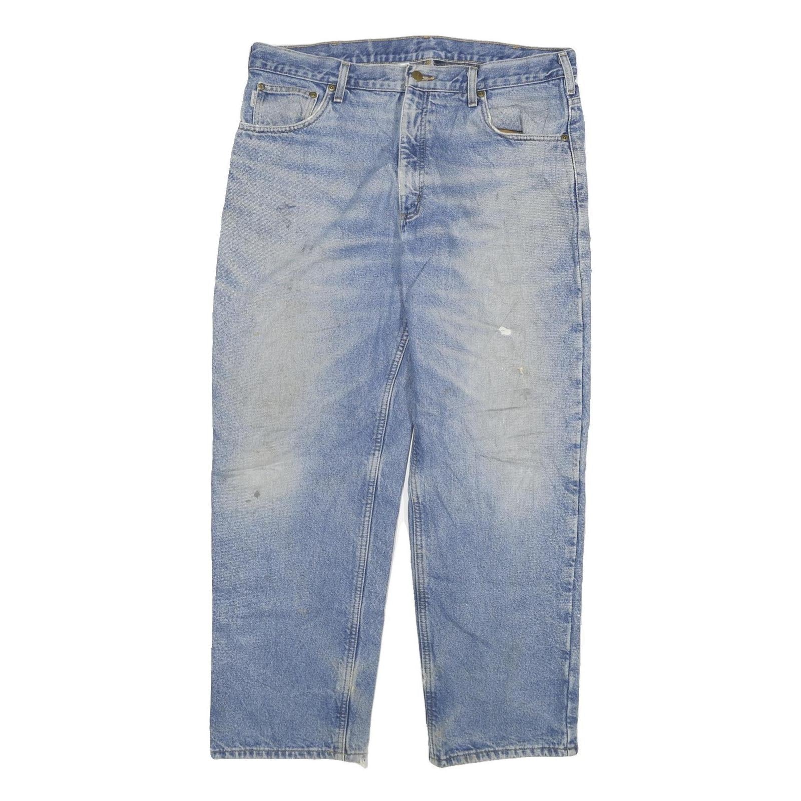 CARHARTT Mens Jeans Blue Relaxed Straight Denim Medium W38 L30 Workwear Zip Refurbished - N/A refurbished available on Cerqular
