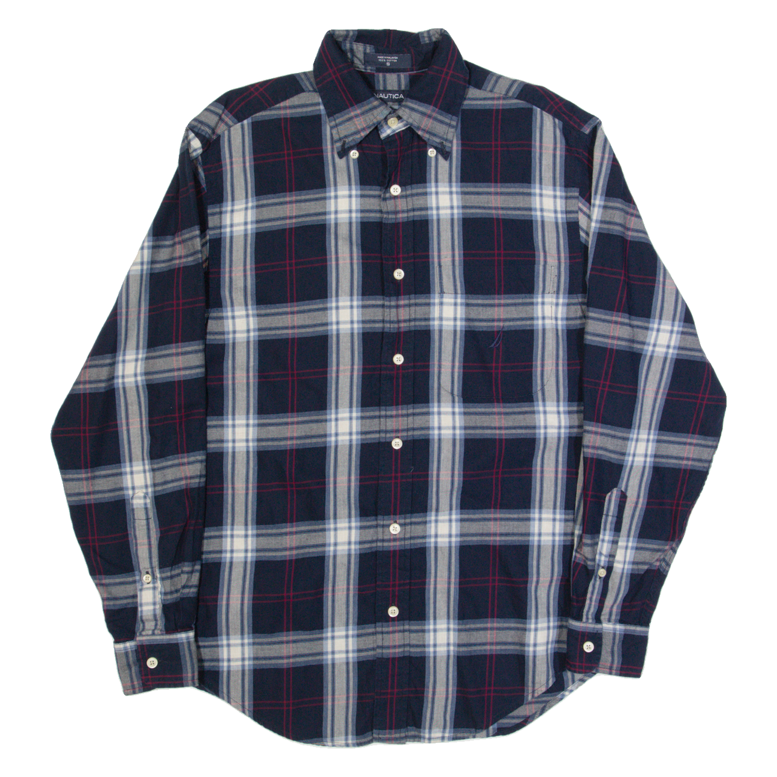 NAUTICA Mens Shirt Blue Check Long Sleeve S Refurbished - N/A refurbished available on Cerqular