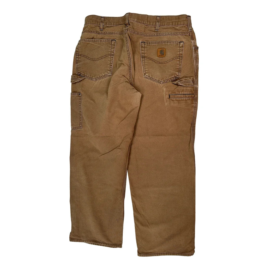 Buy Carhartt Carpenter Trousers - 34W 32L Brown Cotton Refurbished - $73.69 Carhartt Carpenter Trousers - 34W 32L Brown Cotton Refurbished - Thrifted (note: this is a term often used to describe second- refurbished available on Cerqular
