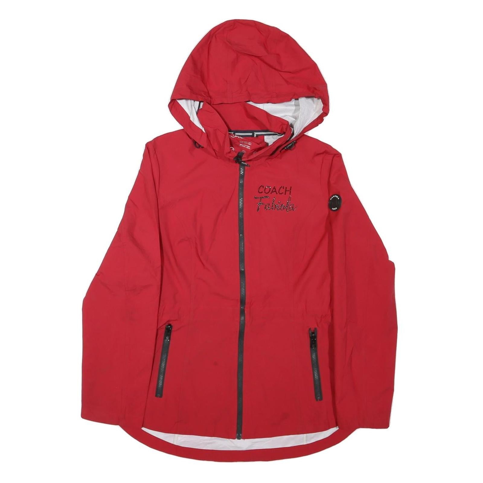 NAUTICA Womens Red Nylon Hooded Jacket M Plain Zip Sandpoint Sand Print Refurbished - N/A refurbished available on Cerqular