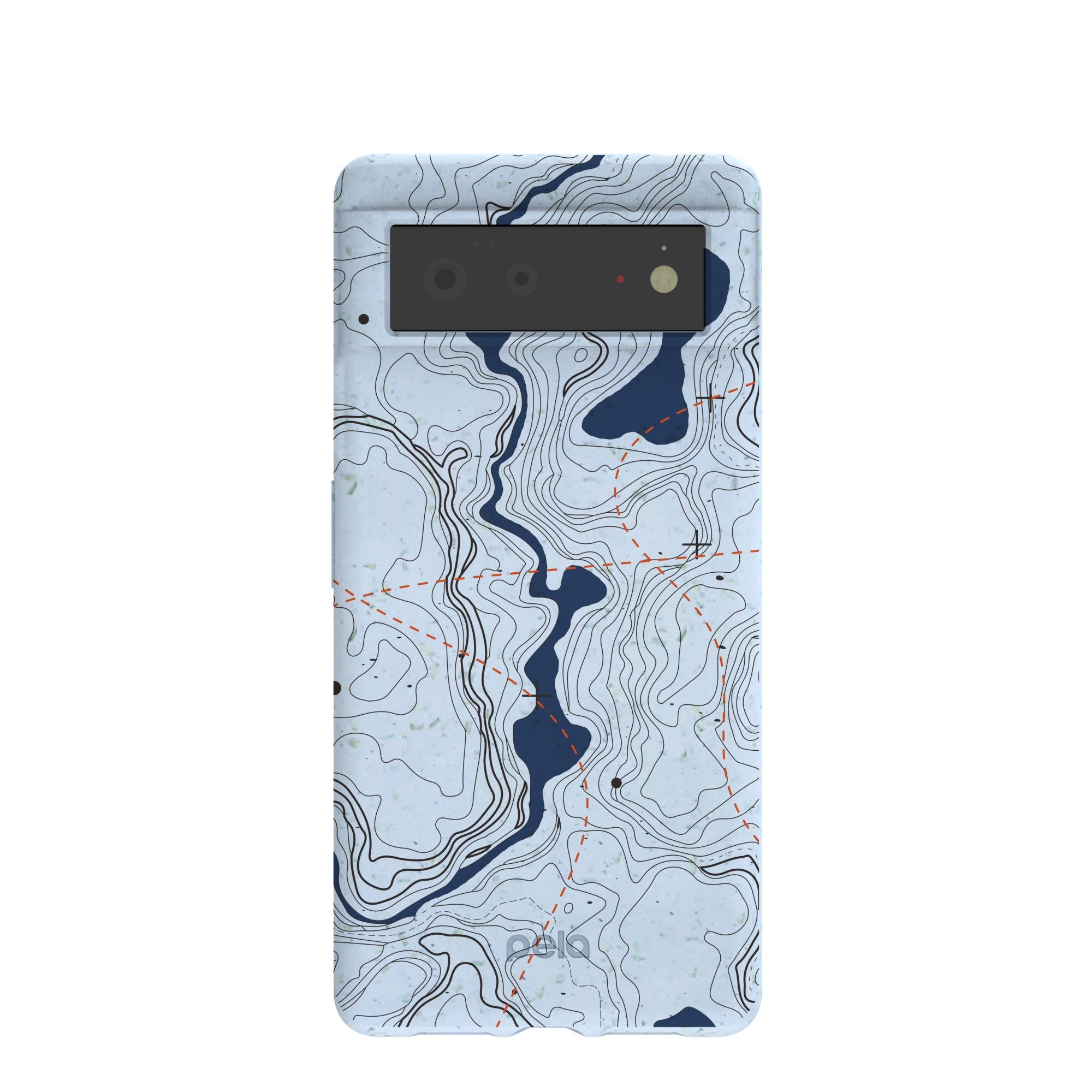 Powder Blue Contour Lines Google Pixel 6 Case Refurbished - Pela Case refurbished available on Cerqular