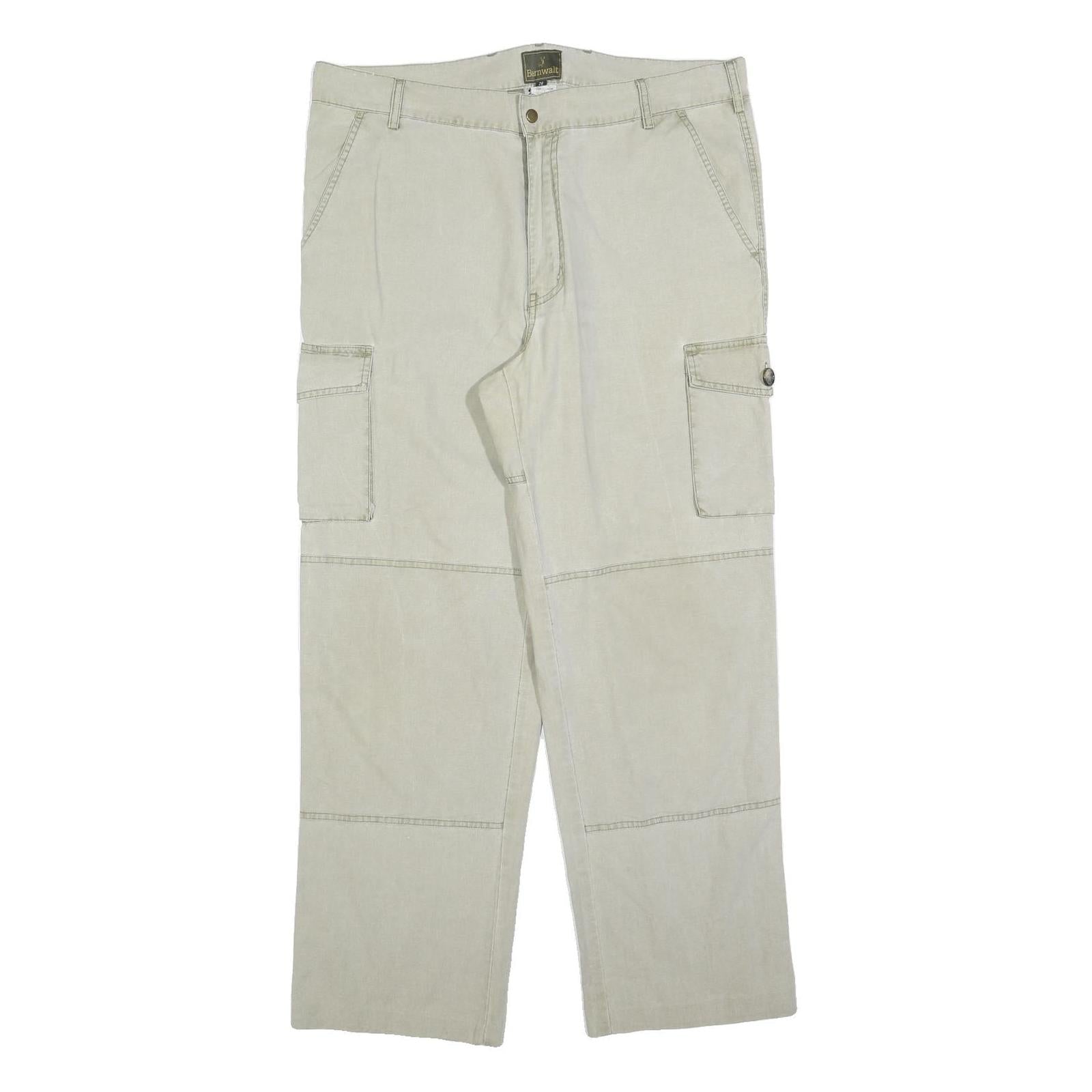 BERNWALT Mens Beige Polyester Blend Regular Straight Trousers W38 L30 Cargo Zip Refurbished - N/A refurbished available on Cerqular