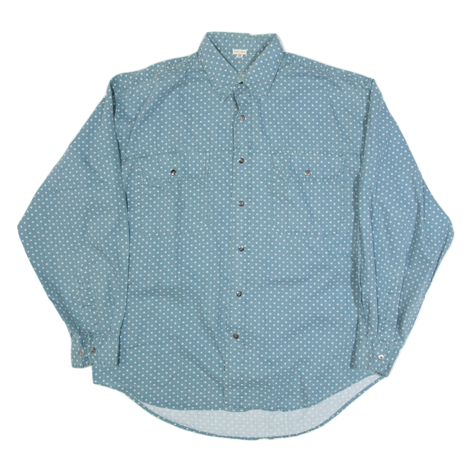 HORIZONTE Mens Shirt Blue Spotted Long Sleeve XL Refurbished - N/A refurbished available on Cerqular