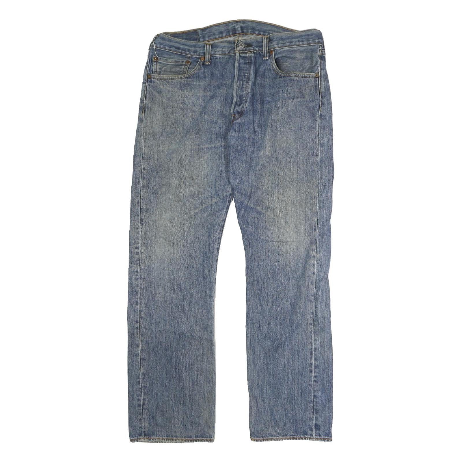 LEVI'S 501 Mens Jeans Blue Regular Straight Denim Medium W35 L30 Classic Button Refurbished - N/A refurbished available on Cerqular