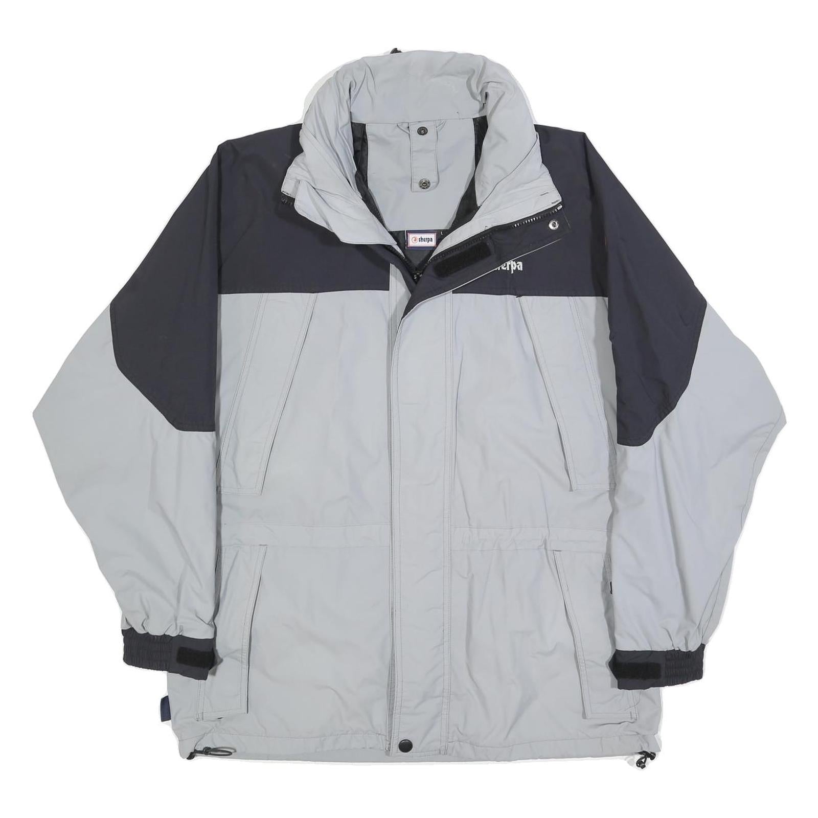 SHERPA Mens Grey & Black Outdoor Jacket L Polyester Blend Zip Pockets Refurbished - N/A refurbished available on Cerqular