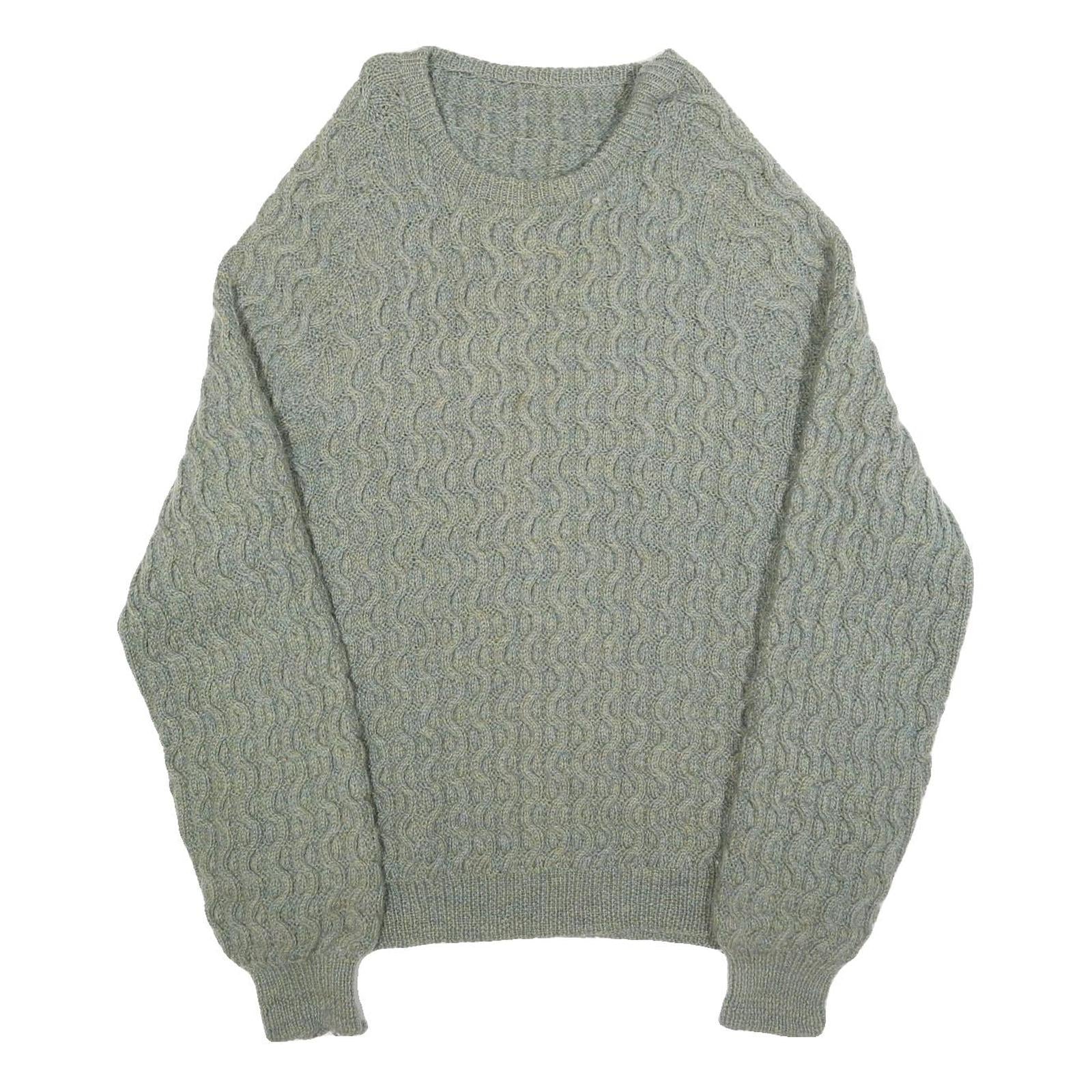 Womens Grey Patterned Jumper Crew Neck Cable Knit XL Classic Style Winter Refurbished - N/A refurbished available on Cerqular