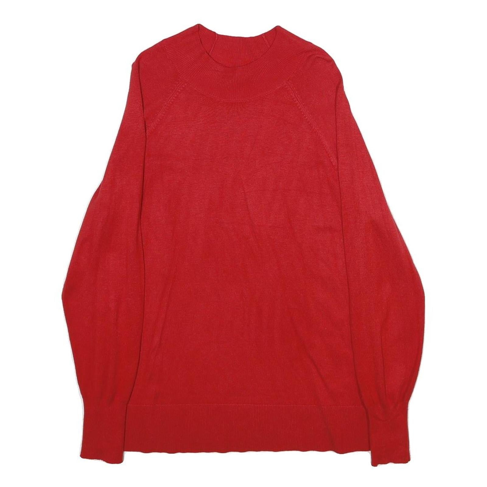 AMISU Womens Red Plain Pullover Round Neck Basic Knit Jumper L Casual Top Refurbished - N/A refurbished available on Cerqular