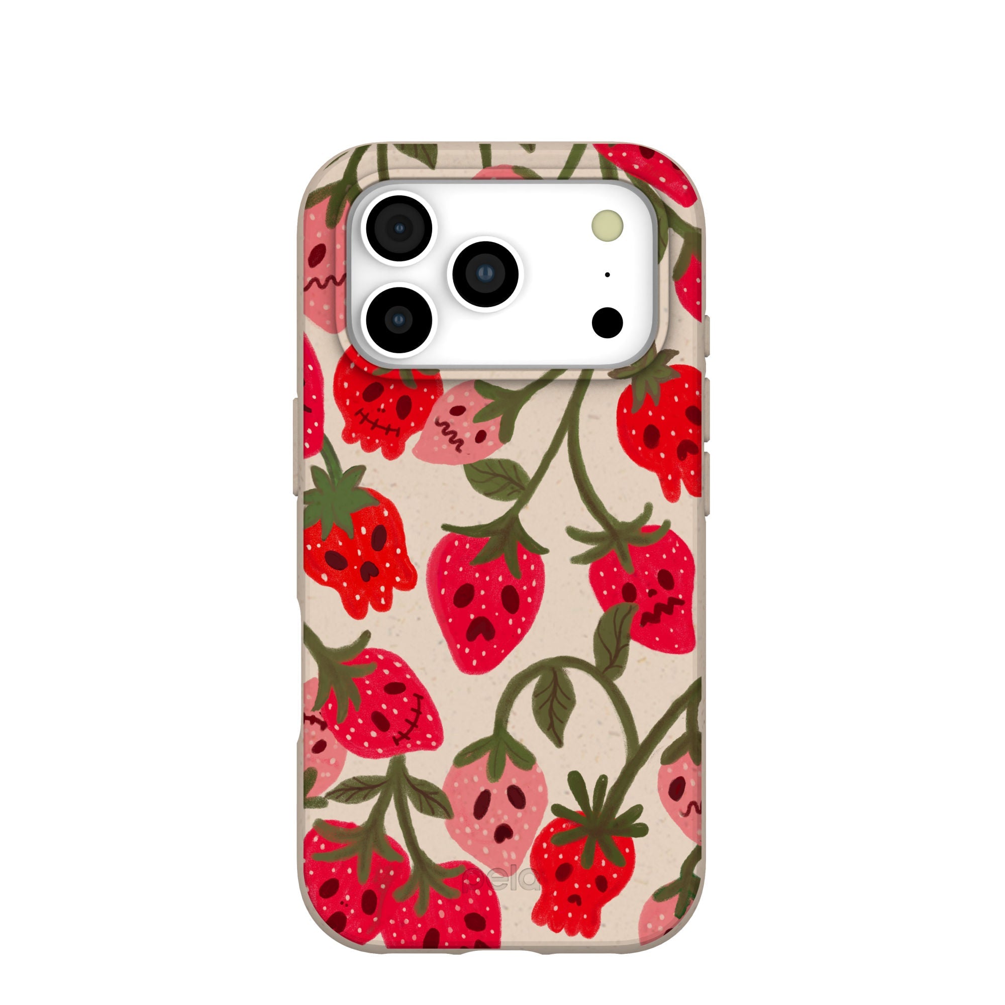 Seashell Strawboories iPhone 17 Pro Case | MagSafe Compatibility: With MagSafe Refurbished - Pela Case refurbished available on Cerqular