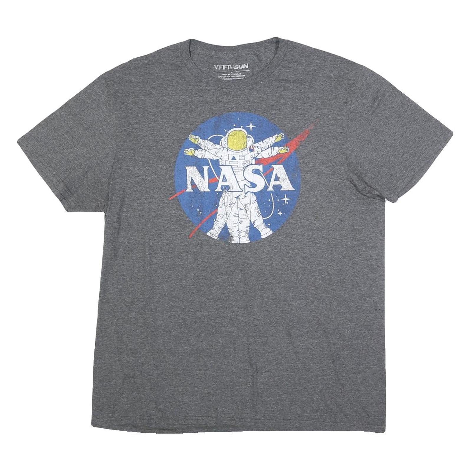 FIFTHSUN Mens Grey NASA Graphic T-Shirt L Short Sleeve Crew Neck Cotton Blend Refurbished - N/A refurbished available on Cerqular