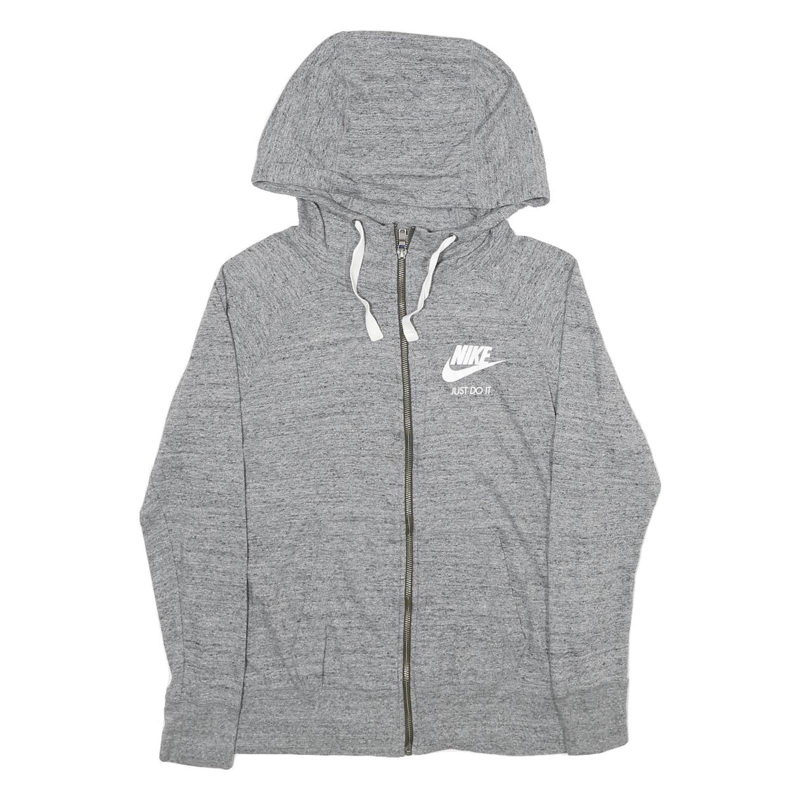 NIKE Womens Grey Full Zip Hoodie L Cotton Blend Casual Sportswear Refurbished - N/A refurbished available on Cerqular