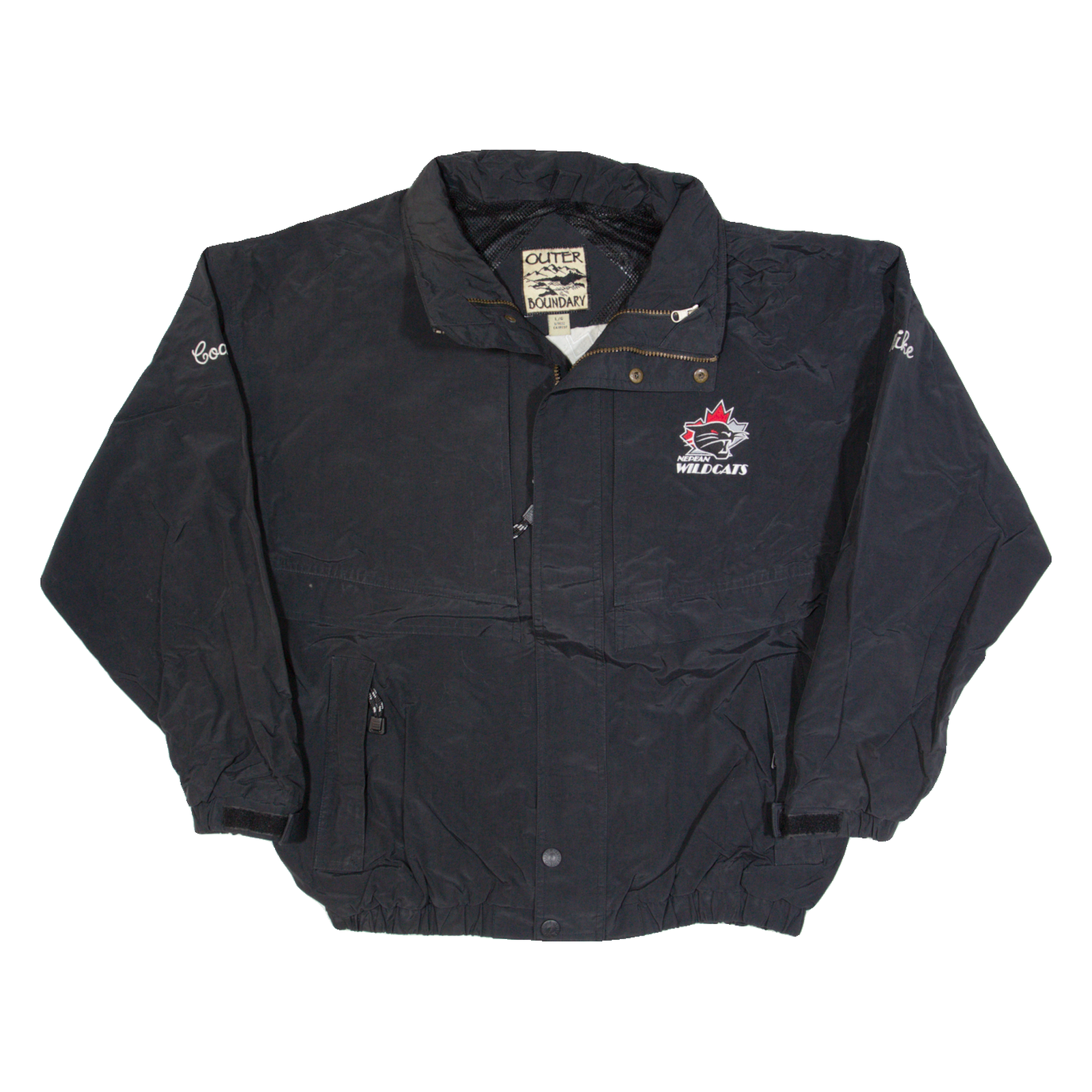 OUTER BOUNDARY Nepean Wildcats Mens Jacket Black 90s USA L Refurbished - N/A refurbished available on Cerqular