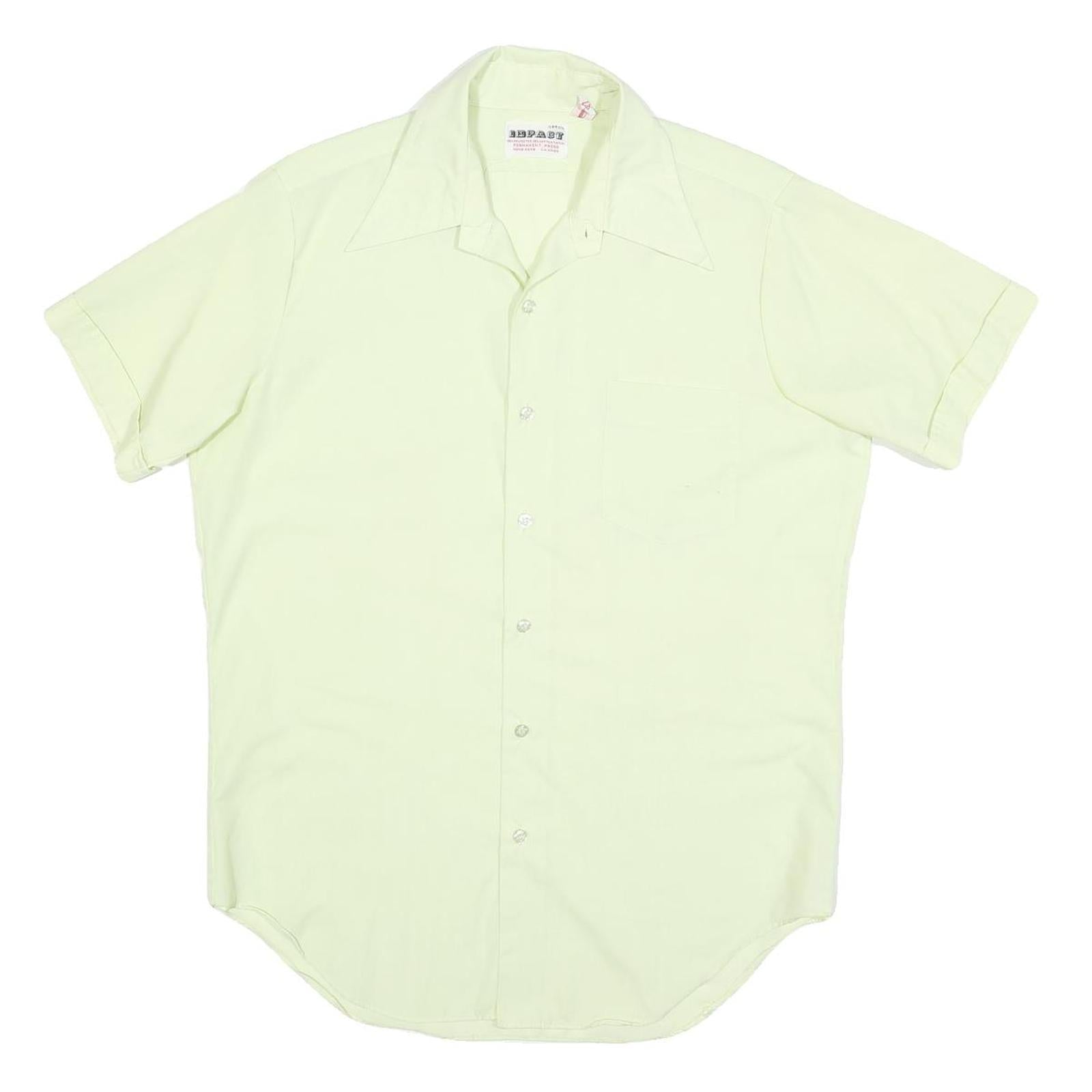 IMPACT Mens Off White Shirt M Polyester Blend Casual Button Short Sleeve Refurbished - N/A refurbished available on Cerqular