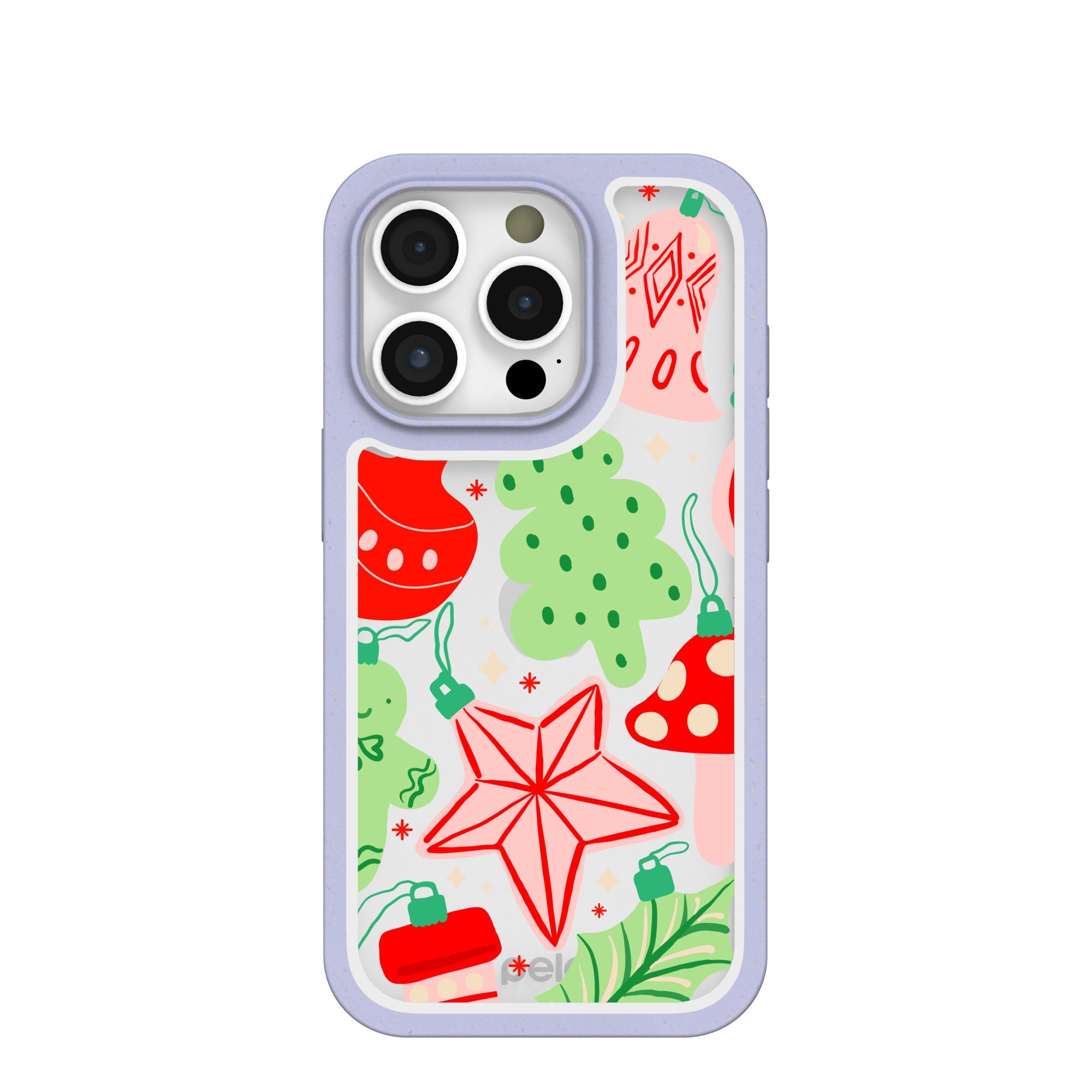 Clear Festive Flair iPhone 16 Pro Case With Lavender Ridge Refurbished - Pela Case refurbished available on Cerqular