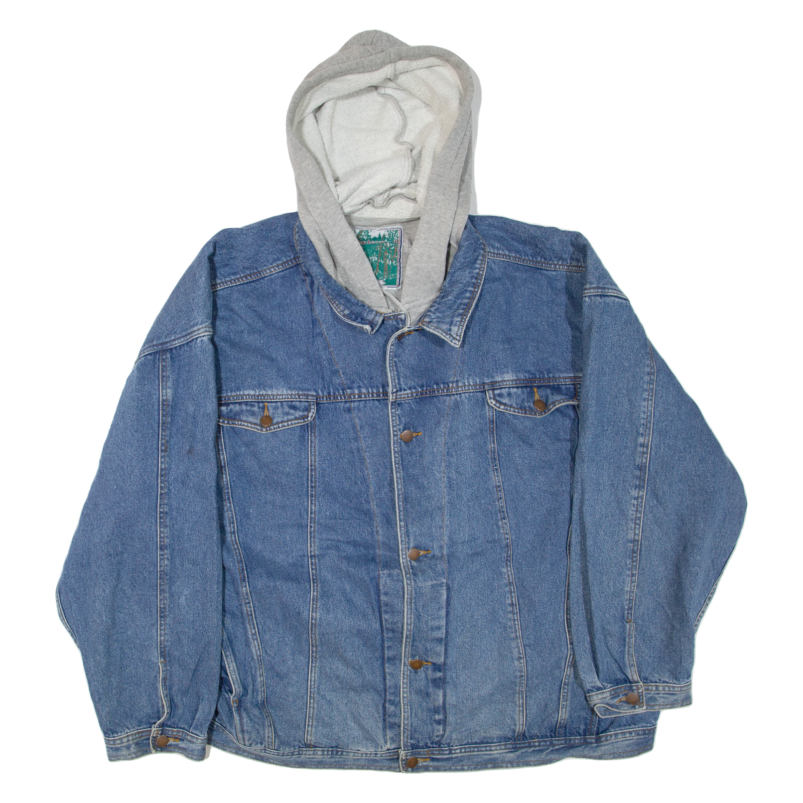 Mens Denim Jacket Blue Hooded XL Refurbished - N/A refurbished available on Cerqular