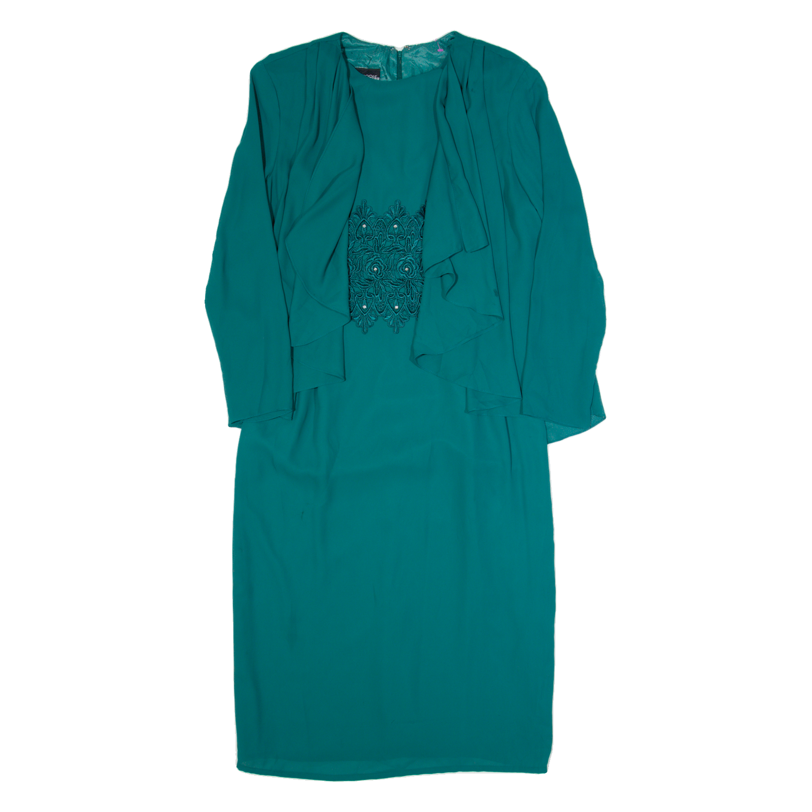NICOLE PARIS Womens Pencil Dress Green 90s Long Sleeve Midi M Refurbished - N/A refurbished available on Cerqular