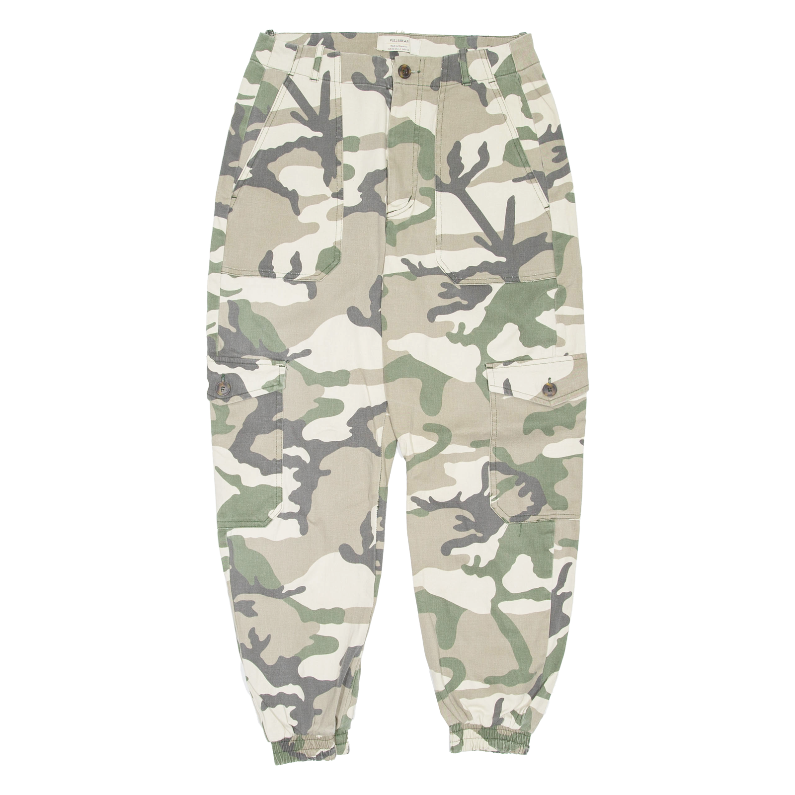 PULL&BEAR Camo Womens Trousers Brown Regular Tapered W28 L25 Refurbished - N/A refurbished available on Cerqular