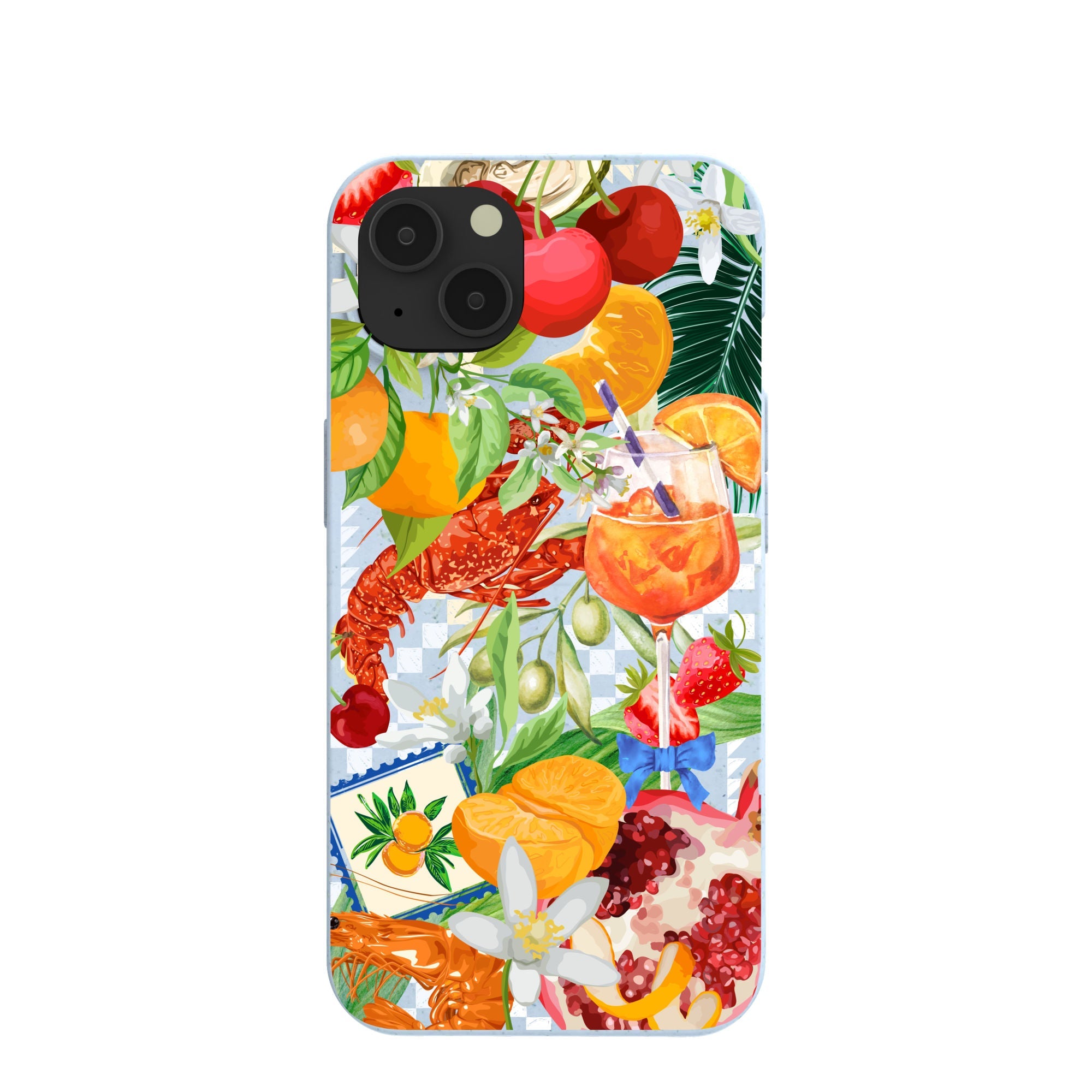 Powder Blue Mediterranean Summers iPhone 13 Case Refurbished - Pela Case refurbished available on Cerqular