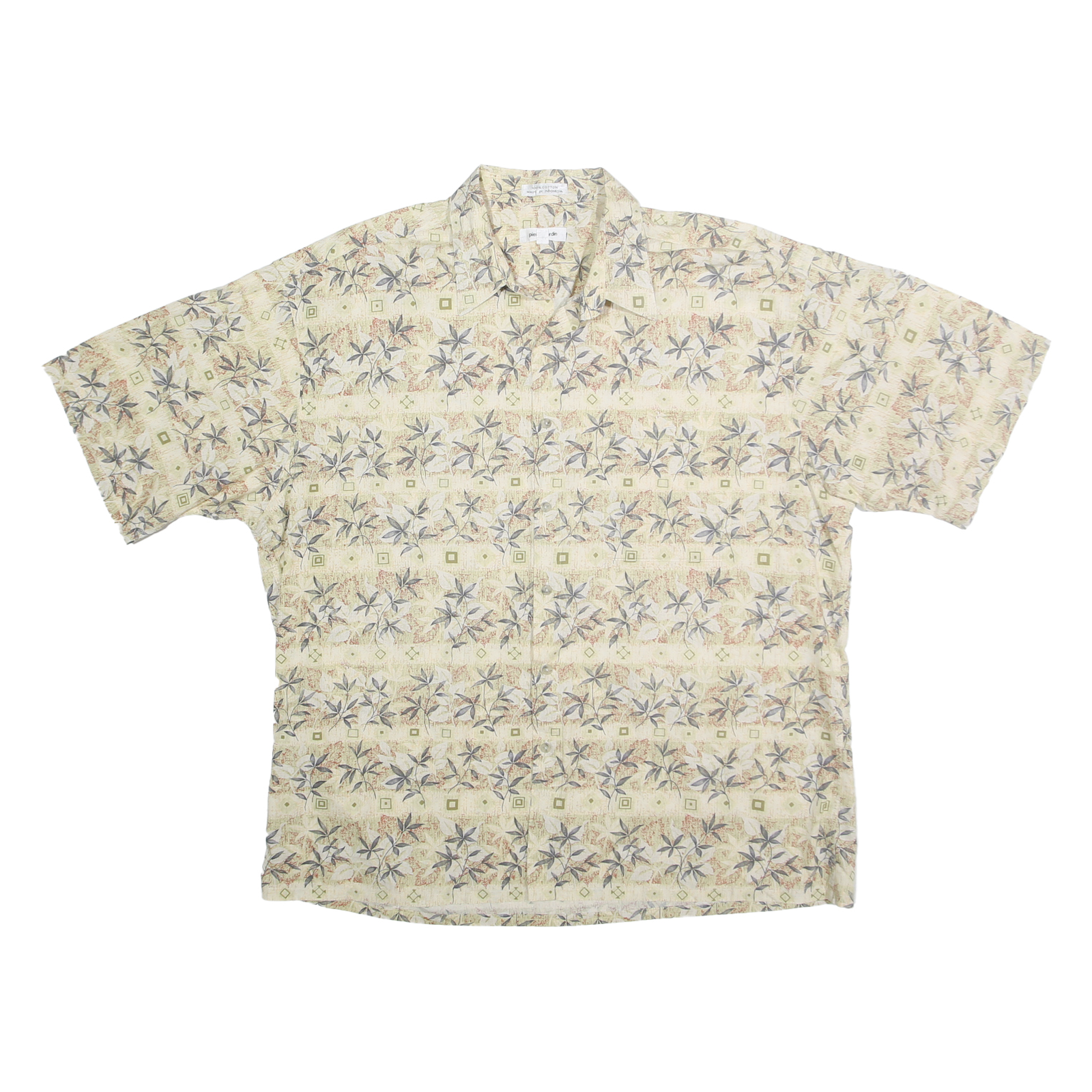 PIERRE CARDIN Mens Cream Pattern Cotton Shirt 2XL Casual Summer Design Refurbished - N/A refurbished available on Cerqular