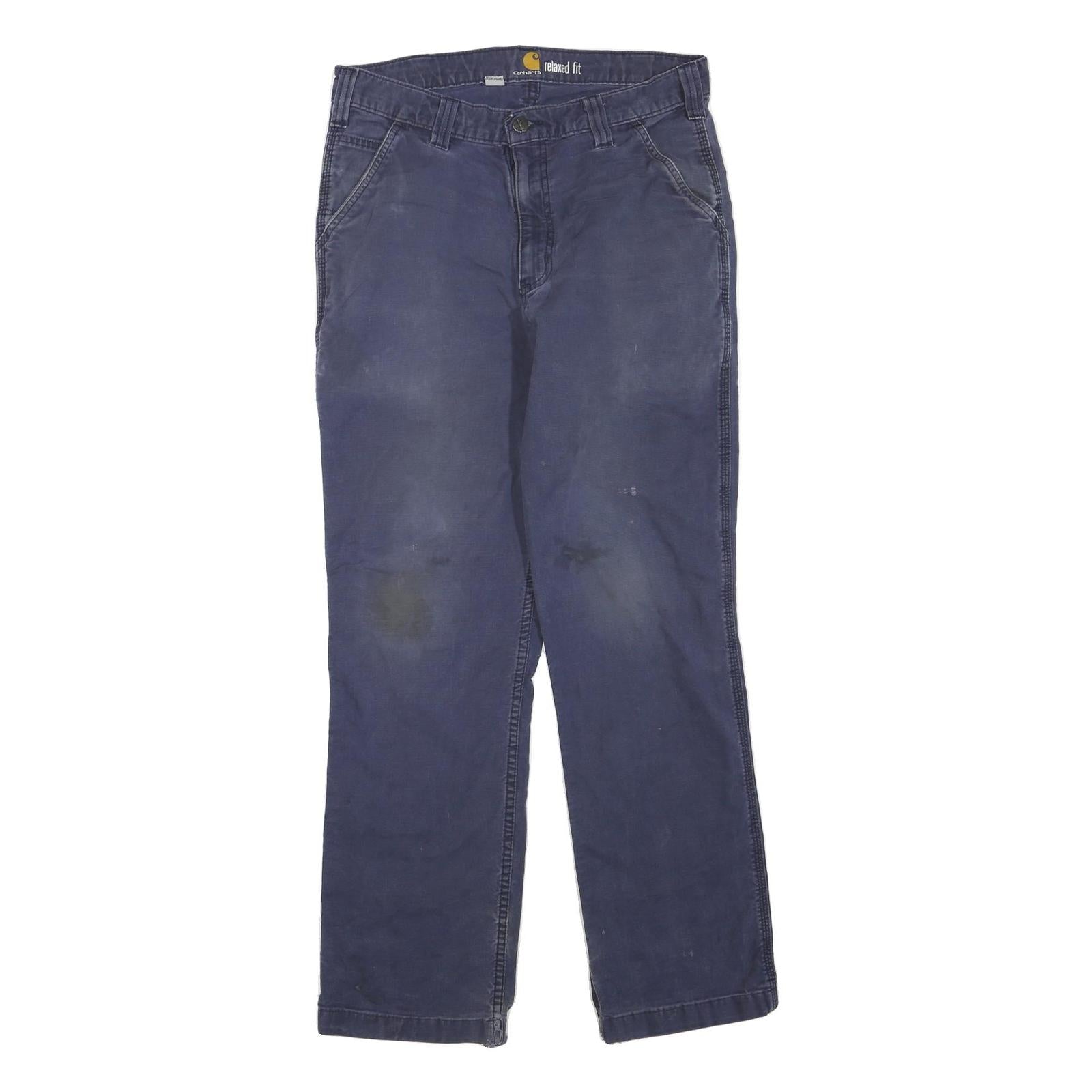 CARHARTT Womens Cotton Blend Blue Regular Fit Straight Leg Trousers W32 L31 Refurbished - N/A refurbished available on Cerqular