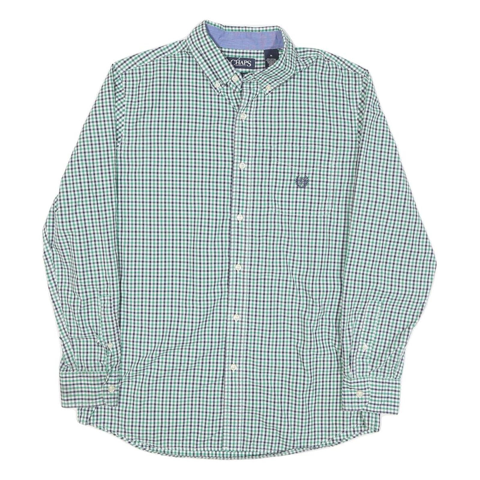 CHAPS Mens Green & Blue Checked Cotton Blend Shirt M Classic Button-Down Collar Refurbished - N/A refurbished available on Cerqular