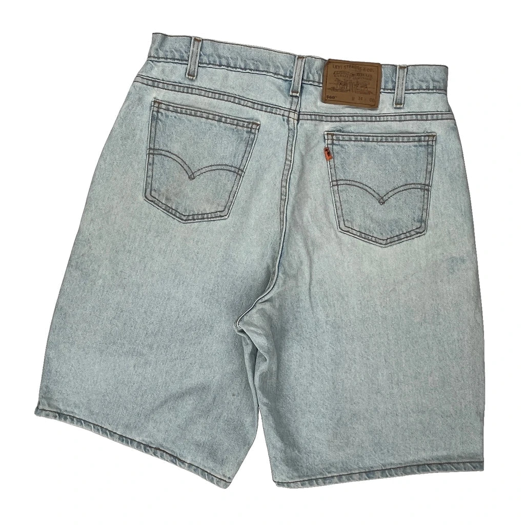 Levis Denim Shorts - 32W 9L Light Wash Denim Refurbished - Thrifted (note: this is a term often used to describe second- refurbished available on Cerqular