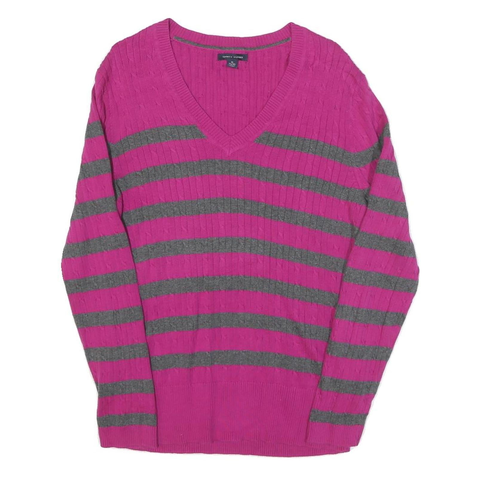 Buy TOMMY HILFIGER Womens Pink & Grey Patterned V-Neck Basic Knit XL Jumper Cotton Refurbished - $38.99 TOMMY HILFIGER Womens Pink & Grey Patterned V-Neck Basic Knit XL Jumper Cotton Refurbished - N/A refurbished available on Cerqular