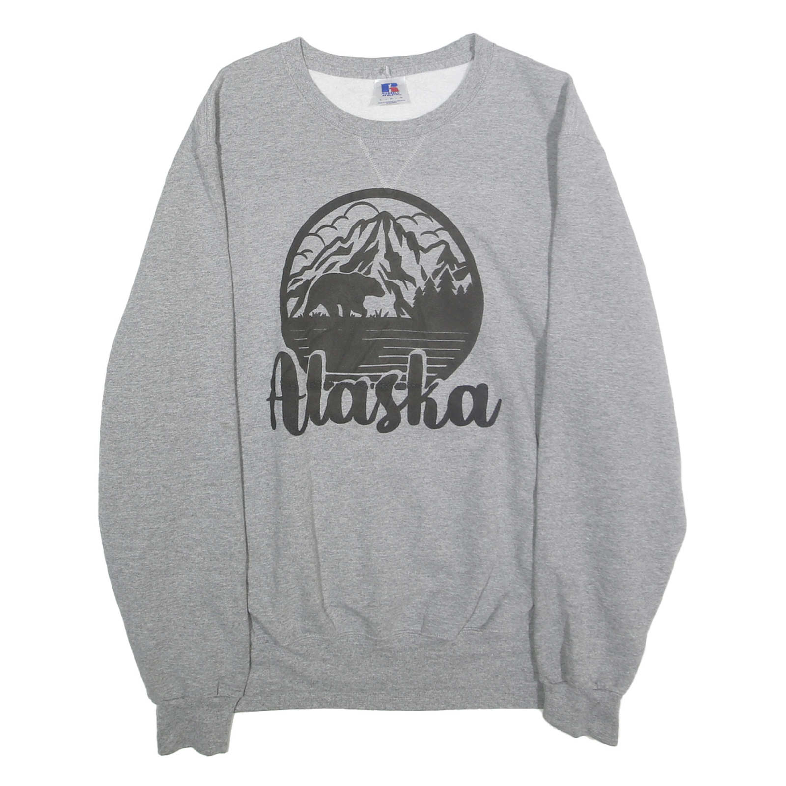 RUSSELL ATHLETIC Mens Grey Alaska Crew Neck L Sweatshirt Outdoor Graphic Print Refurbished - N/A refurbished available on Cerqular
