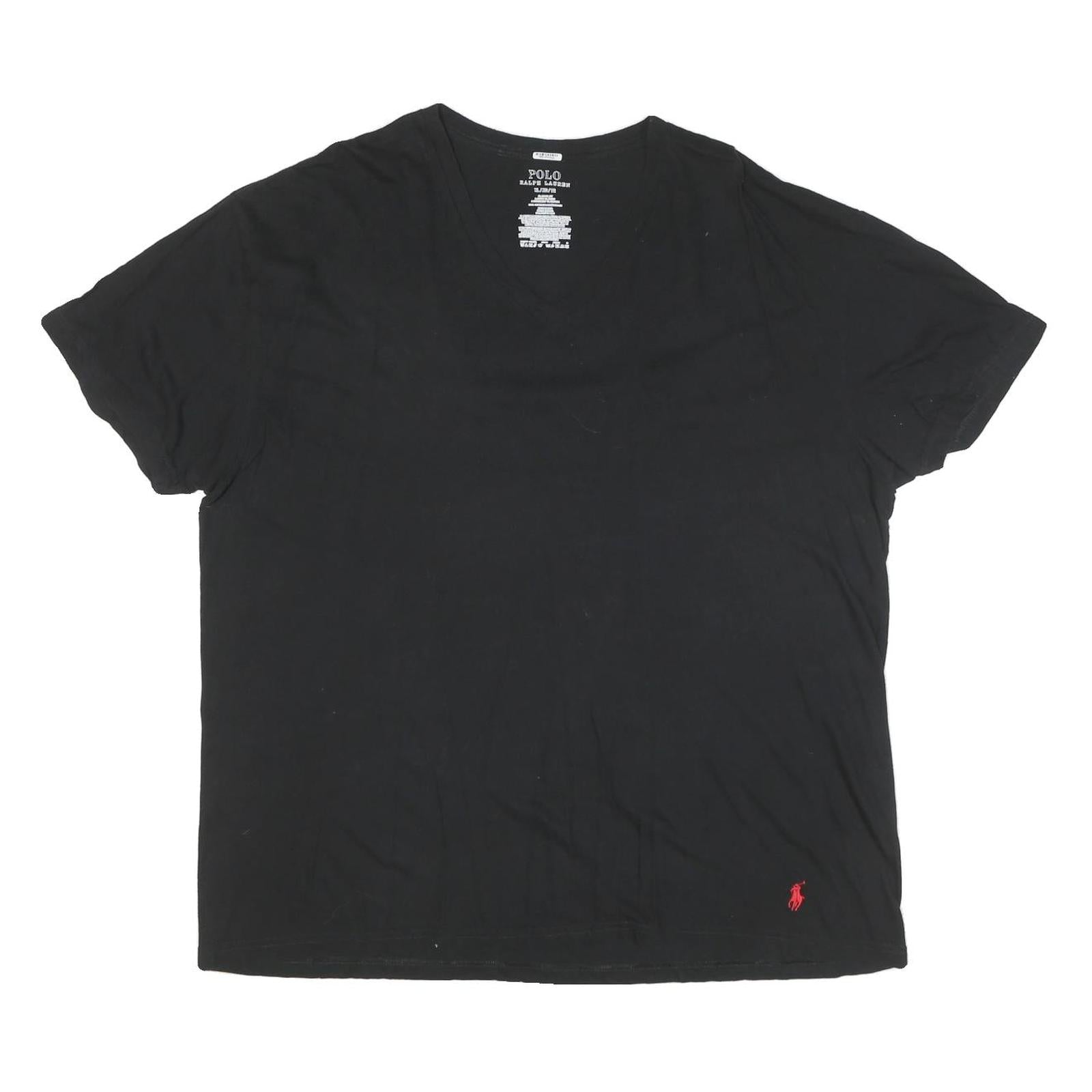POLO RALPH LAUREN Mens Black Black V-Neck T-Shirt XL Cotton Blend Casual Refurbished - N/A refurbished available on Cerqular