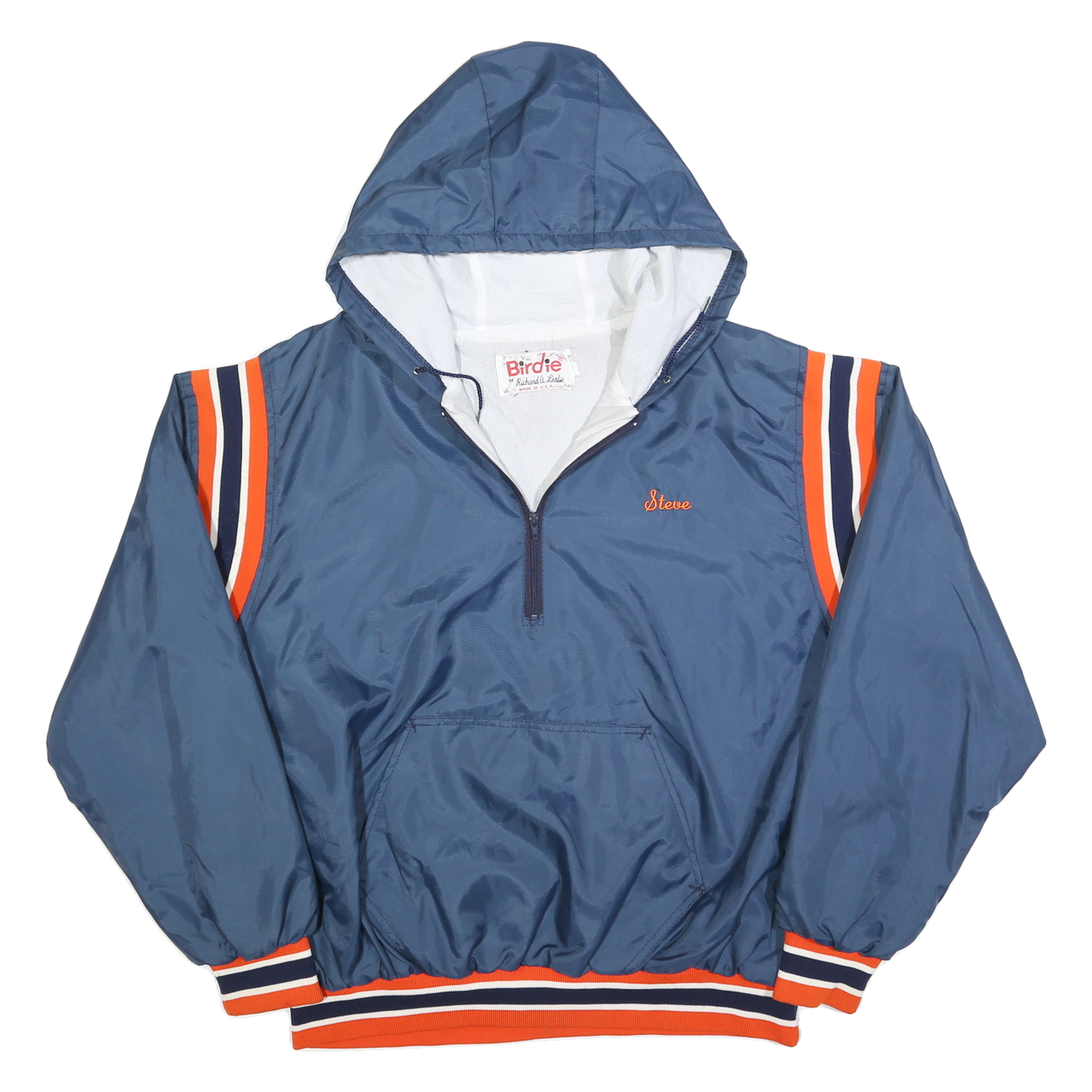 BIRDIE Mens Blue & Orange Oneida Baseball Jacket XL Polyester Blend Windbreaker Refurbished - N/A refurbished available on Cerqular