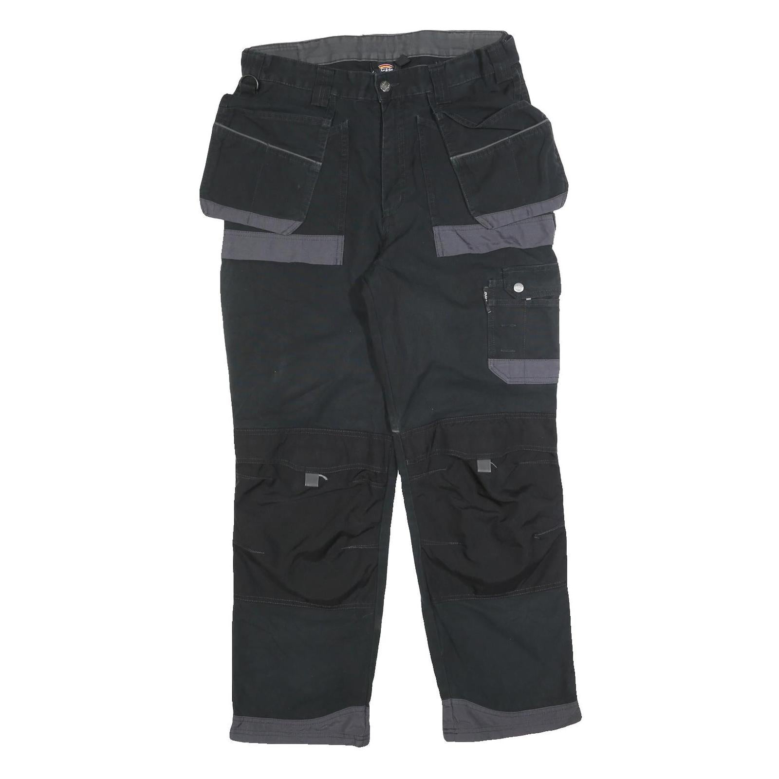 DICKIES Mens Cotton Blend Black & Grey Relaxed Cargo Trousers W34 L30 Workwear Refurbished - N/A refurbished available on Cerqular