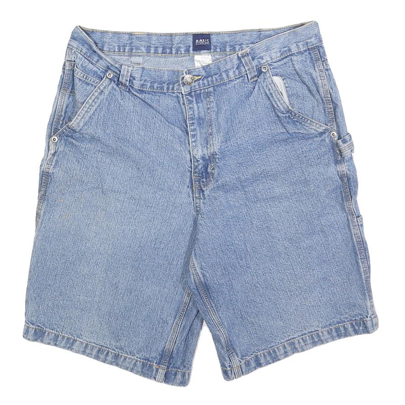 BASIC EDITIONS Mens Denim Blue Casual Shorts M W34 Cotton Blend Relaxed Fit Refurbished - N/A refurbished available on Cerqular