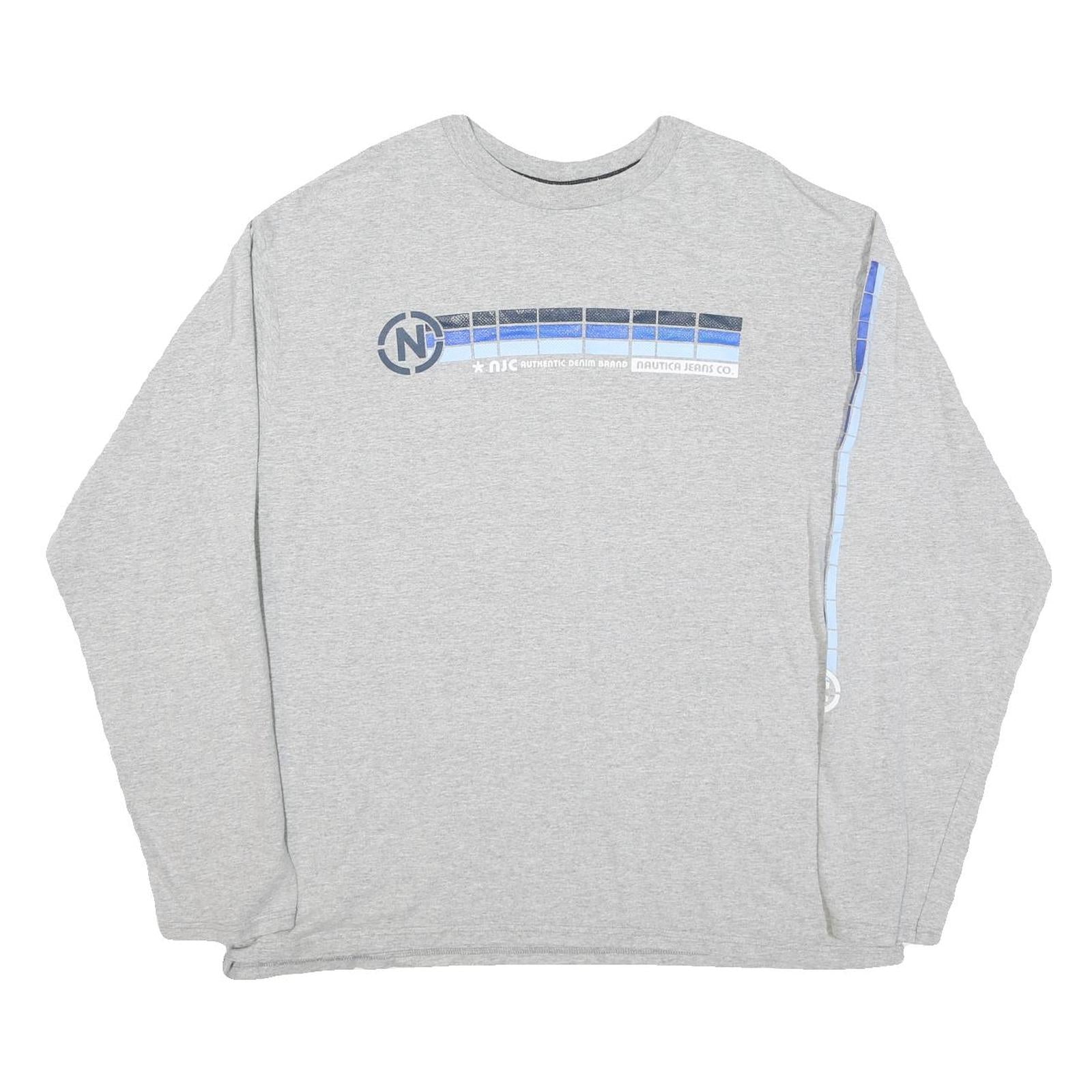 NAUTICA Mens Grey & Blue Long Sleeve Crew Neck Graphic T-Shirt XL Polyester Refurbished - N/A refurbished available on Cerqular