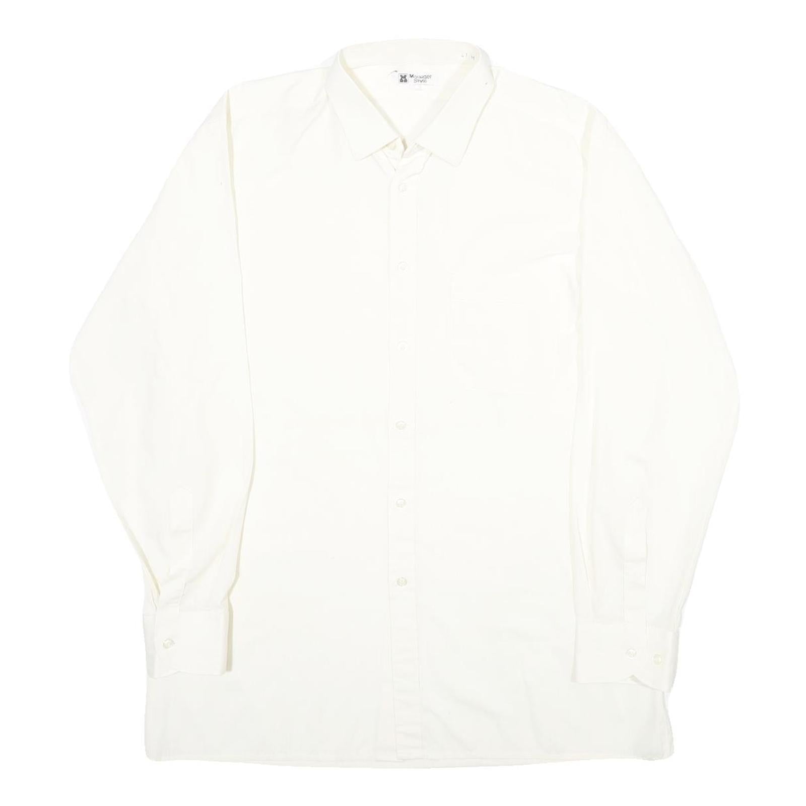 MANAGER STYLE Mens White Shirt M Classic Long Sleeve Cotton Blend Button Closure Refurbished - N/A refurbished available on Cerqular
