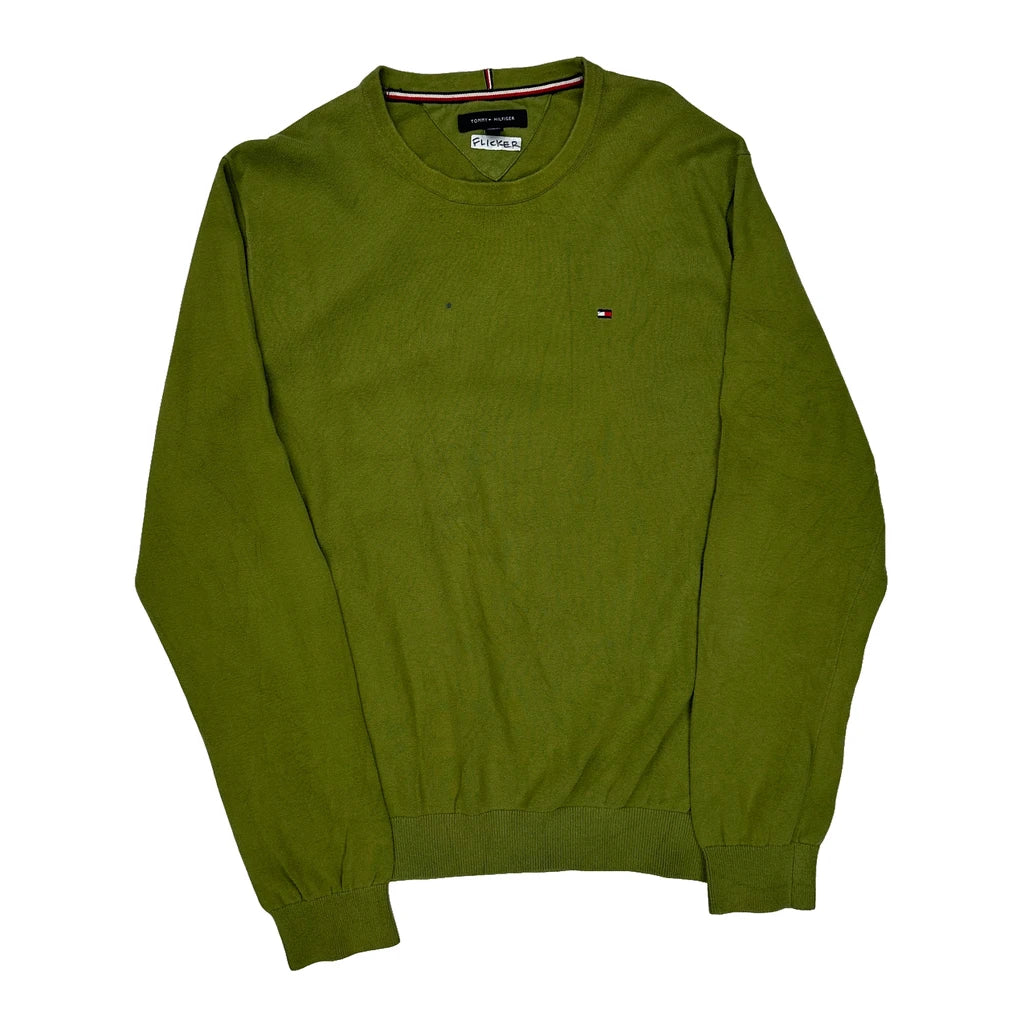 Tommy Hilfiger Jumper - XL Green Cotton Refurbished - Thrifted (note: this is a term often used to describe second- refurbished available on Cerqular