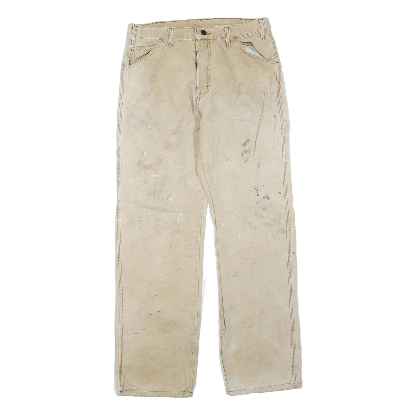 DICKIES Mens Regular Fit Beige Cotton Blend Trousers W32 L32 Workwear Zip Refurbished - N/A refurbished available on Cerqular