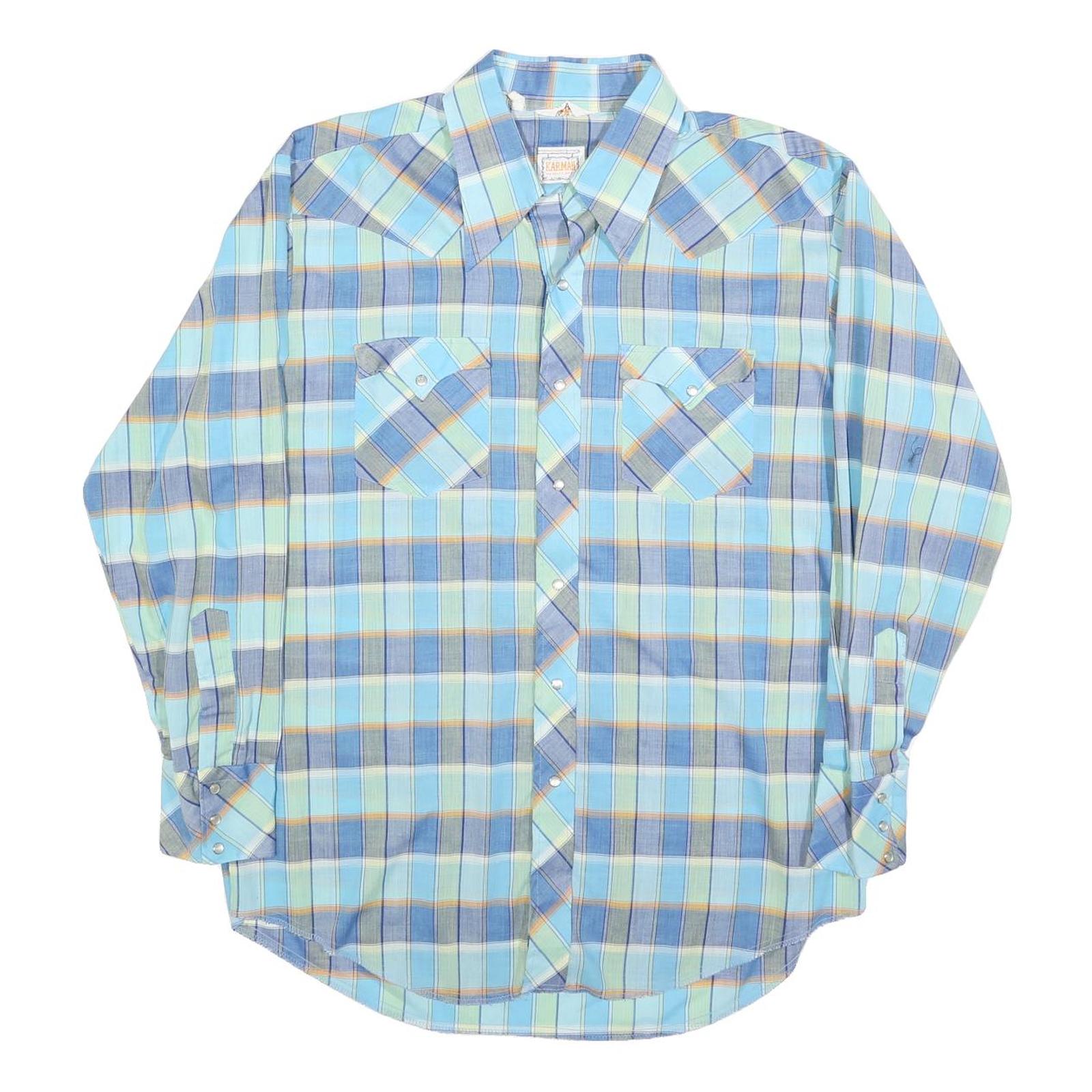 Buy KARMAN Mens Blue Plaid Shirt L Cotton Blend Western Style Button Closure Refurbished - $19.49 KARMAN Mens Blue Plaid Shirt L Cotton Blend Western Style Button Closure Refurbished - N/A refurbished available on Cerqular