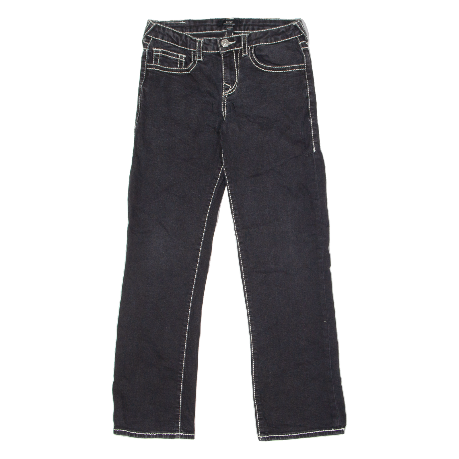 TRUE RELIGION Ricky Womens Jeans Black Relaxed Straight W28 L26 Refurbished - N/A refurbished available on Cerqular