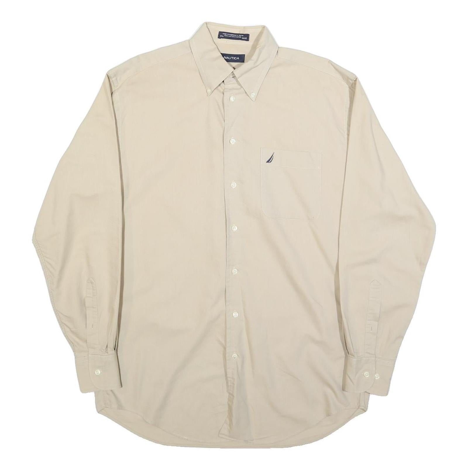 NAUTICA Mens Beige Cotton Button Down Shirt L Classic Fit Long Sleeve Casual Refurbished - N/A refurbished available on Cerqular