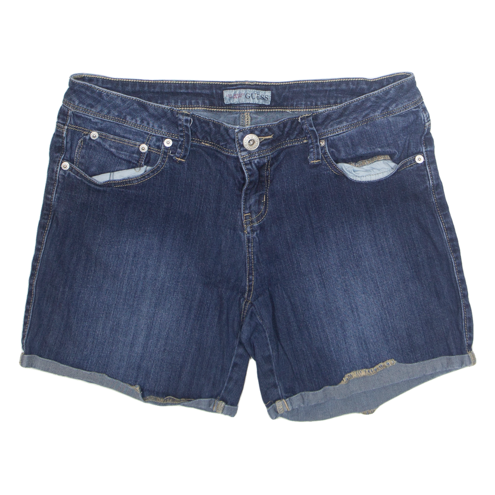 GUESS Cut Off Womens Denim Shorts Blue L W34 Refurbished - N/A refurbished available on Cerqular