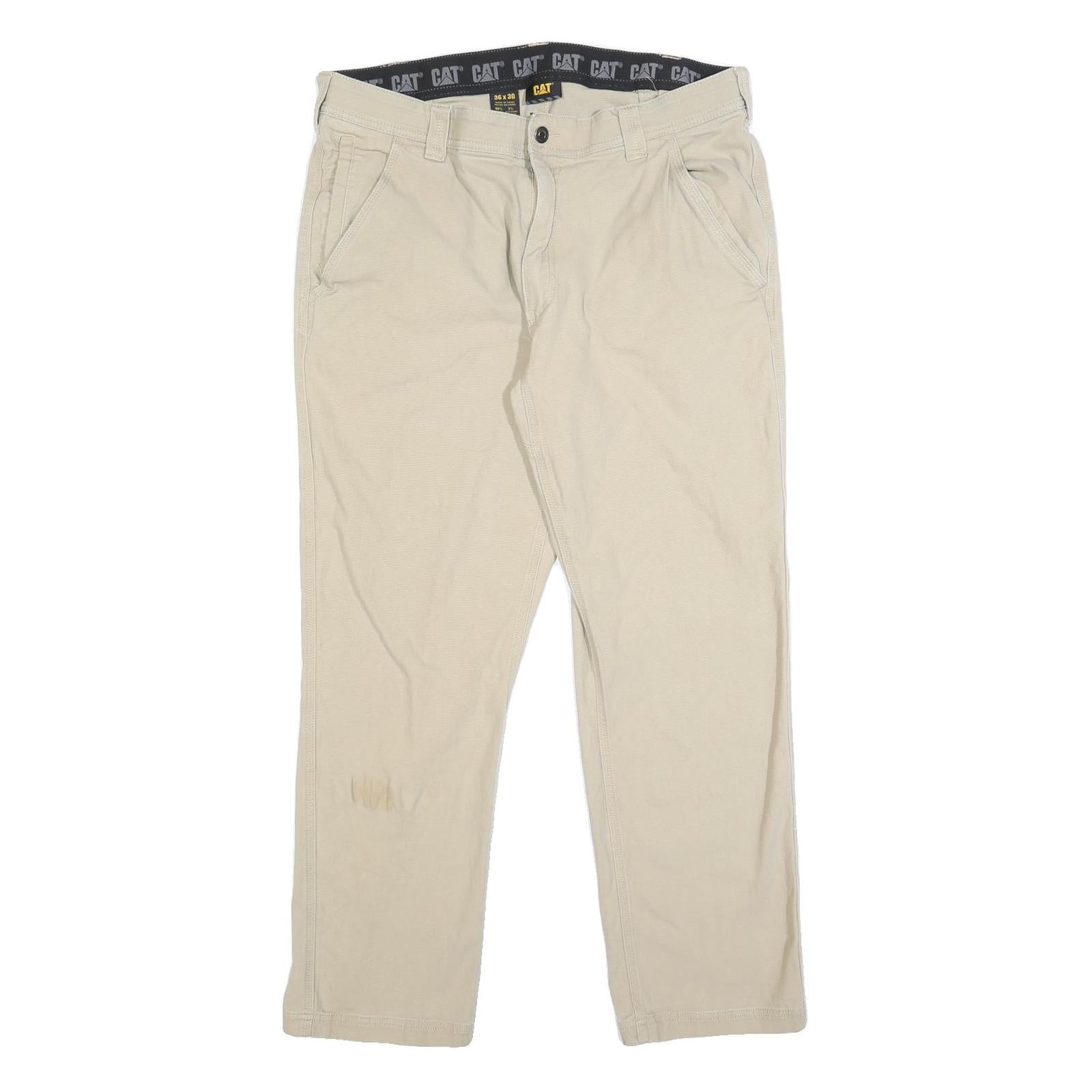 Buy CAT Mens Cotton Blend Beige Regular Fit Straight Leg Trousers W36 L30 Durable Refurbished - $29.89 CAT Mens Cotton Blend Beige Regular Fit Straight Leg Trousers W36 L30 Durable Refurbished - N/A refurbished available on Cerqular