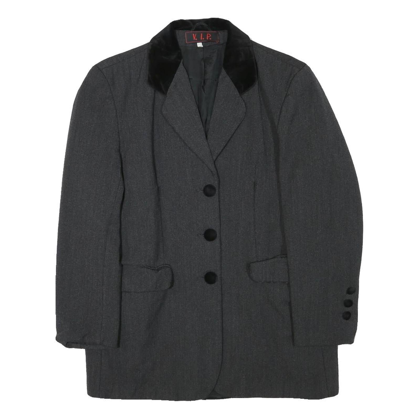 Buy VIP Womens Grey & Black Button Jacket S Acetate Plain Classic Tailored Elegant Refurbished - $37.69 VIP Womens Grey & Black Button Jacket S Acetate Plain Classic Tailored Elegant Refurbished - N/A refurbished available on Cerqular