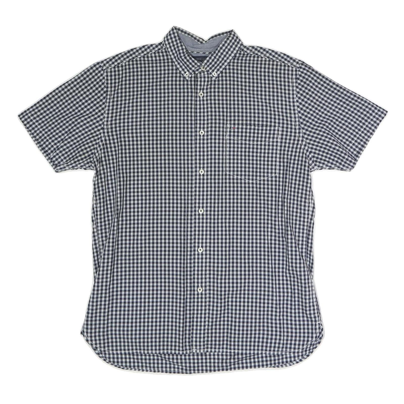 TOMMY HILFIGER Mens Blue & White Check Shirt L Cotton Blend Button Down Casual Refurbished - N/A refurbished available on Cerqular