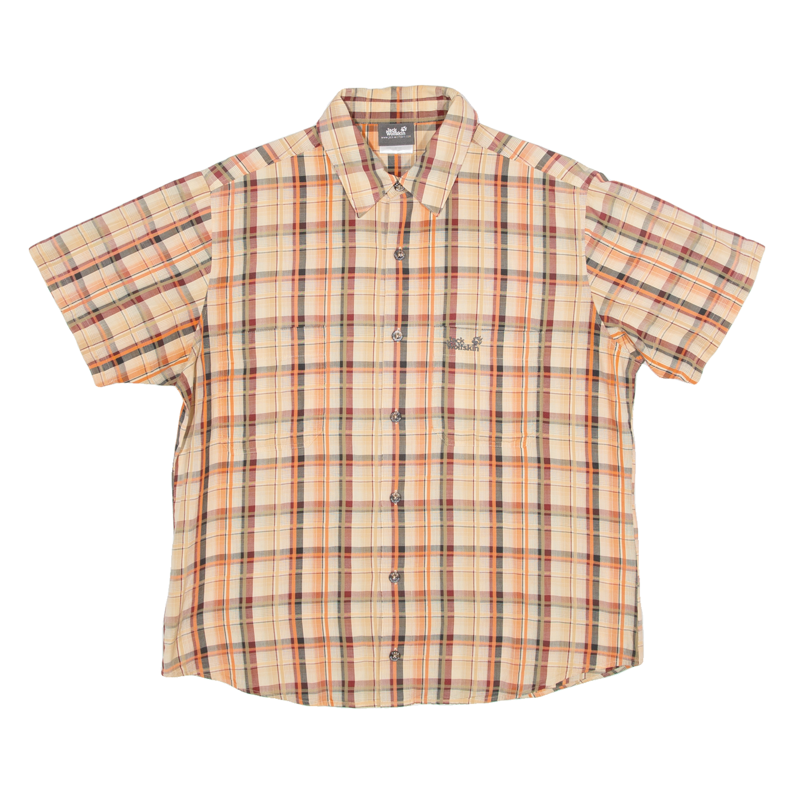 JACK WOLFSKIN Mens Shirt Orange Check S Refurbished - N/A refurbished available on Cerqular