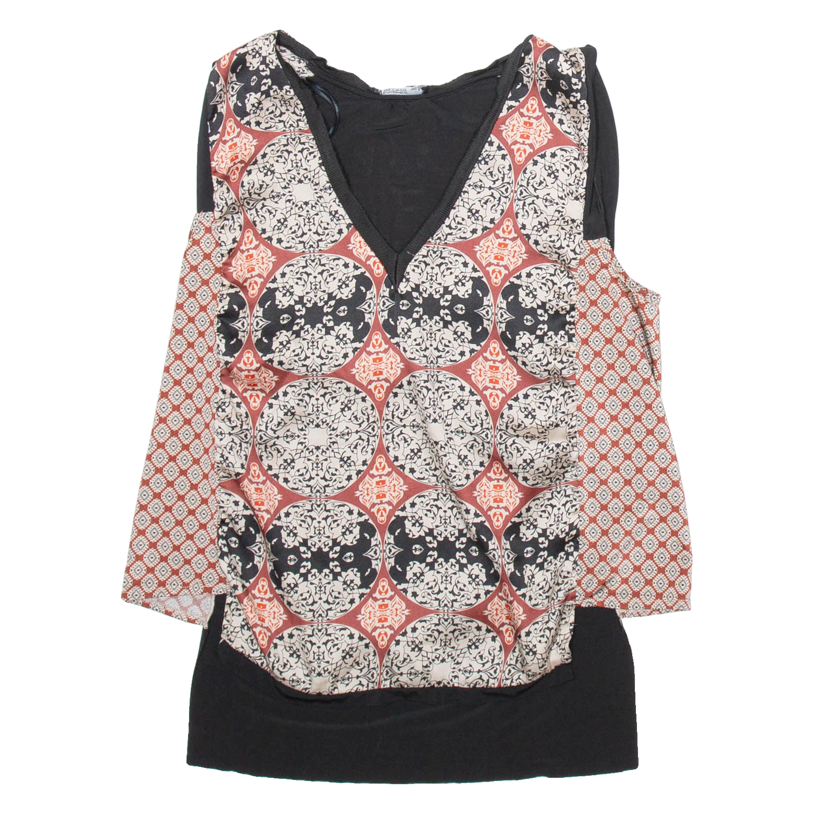ZARA Womens Printed Vest Black V-Neck Sleeveless Silk Crazy Pattern M Refurbished - N/A refurbished available on Cerqular