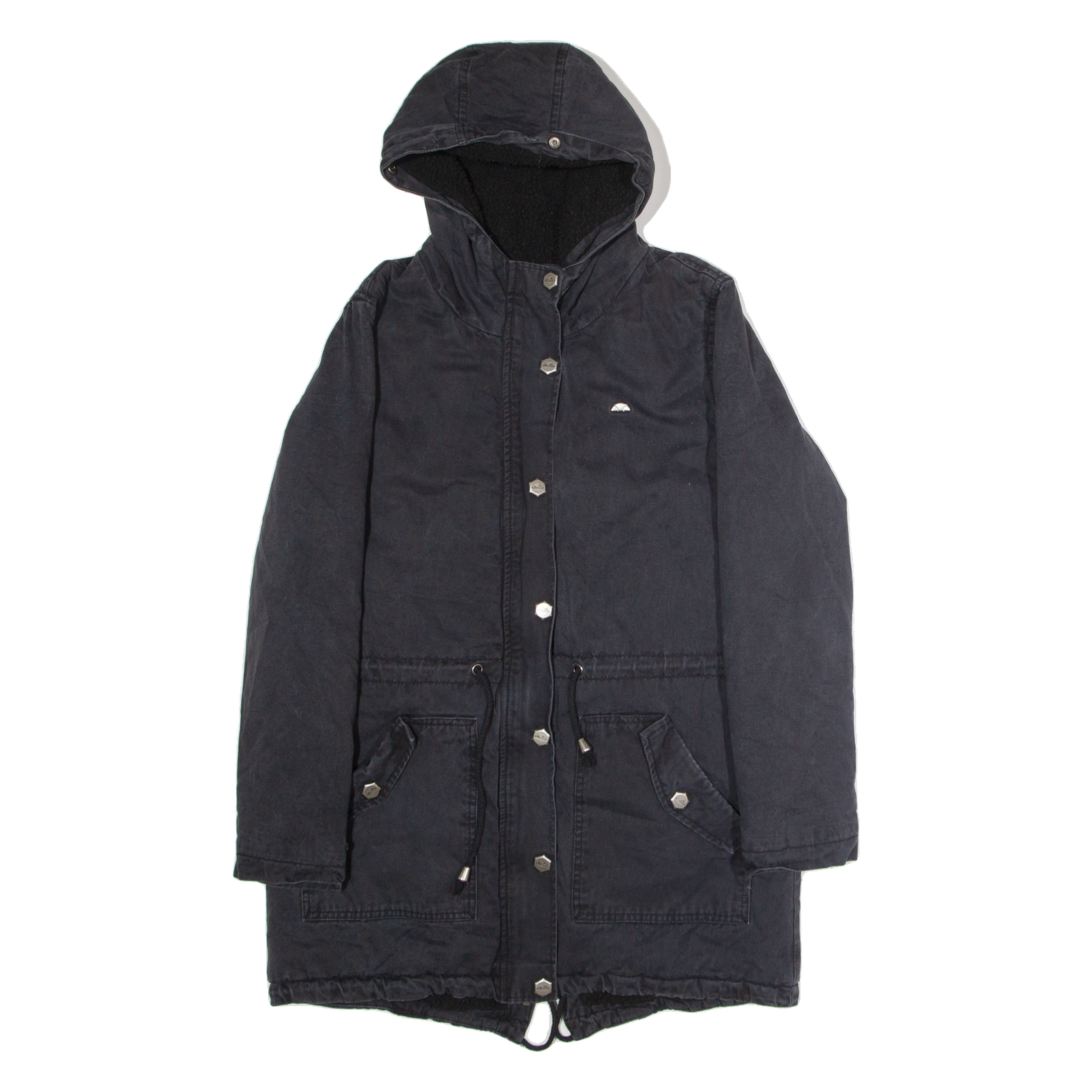 ELLESSE Fleece Lined Womens Parka Coat Black Twill Hooded L Refurbished - N/A refurbished available on Cerqular
